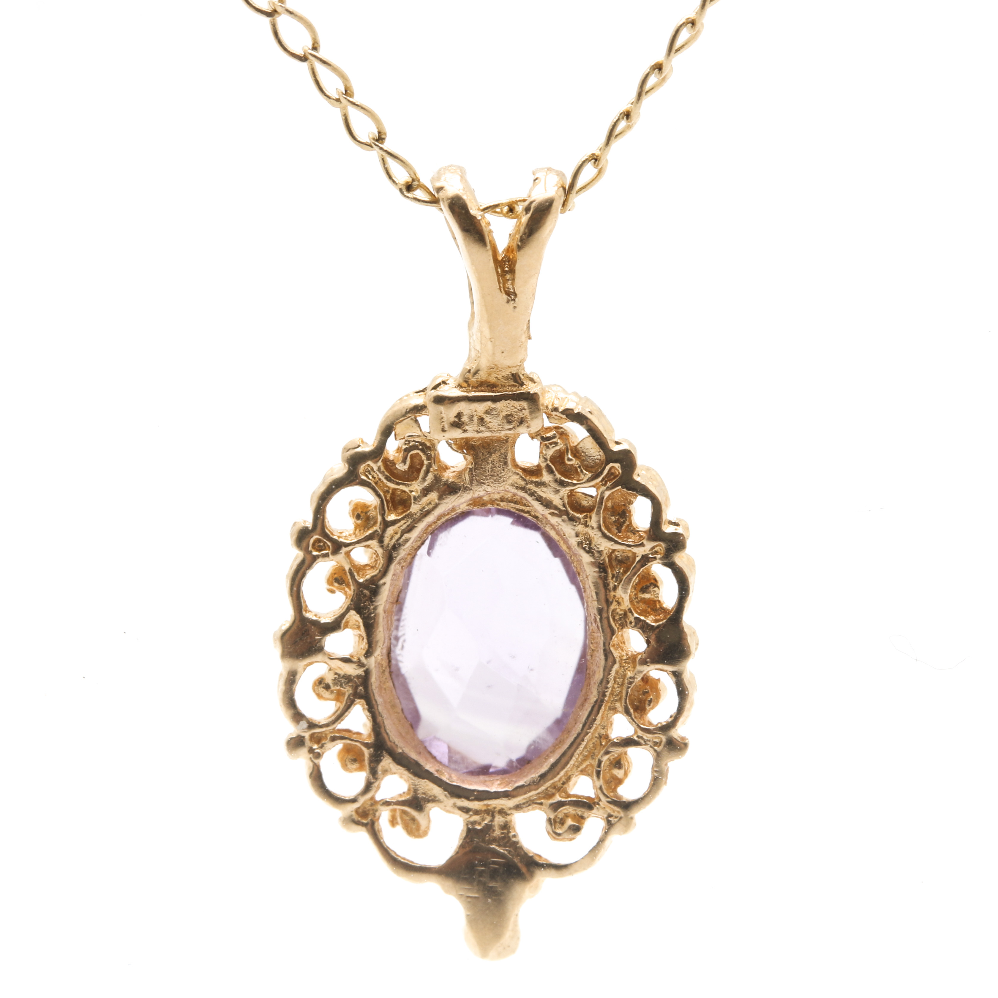 14K Yellow Gold Amethyst Necklace