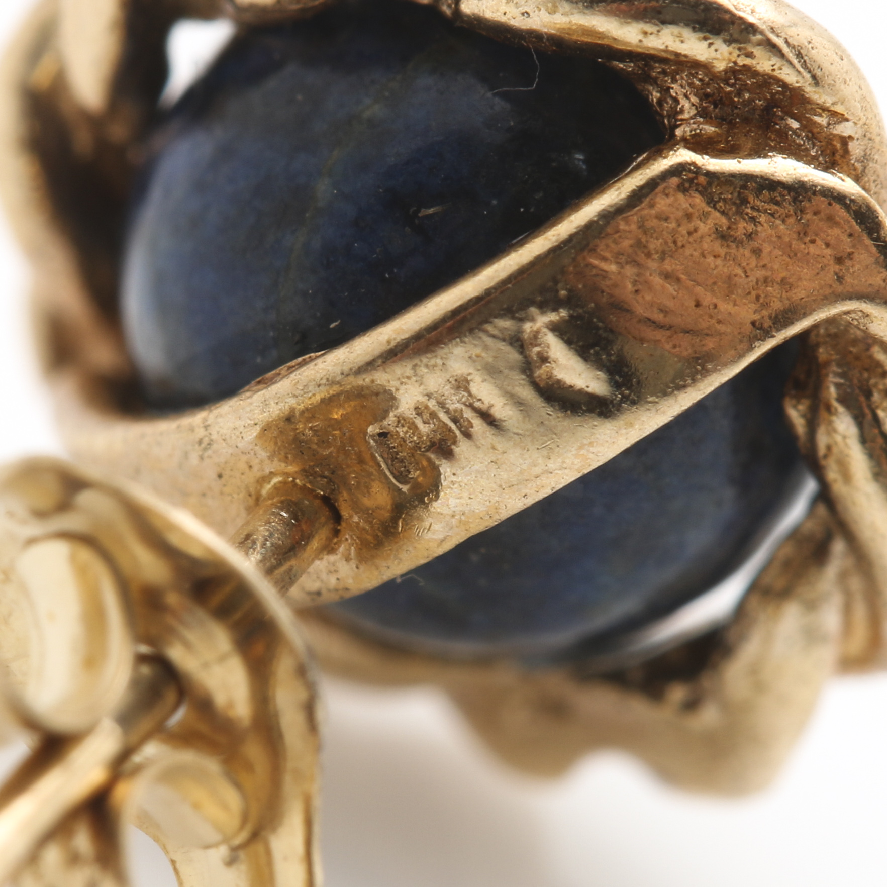 14K Yellow Gold Lapis Lazuli Earrings