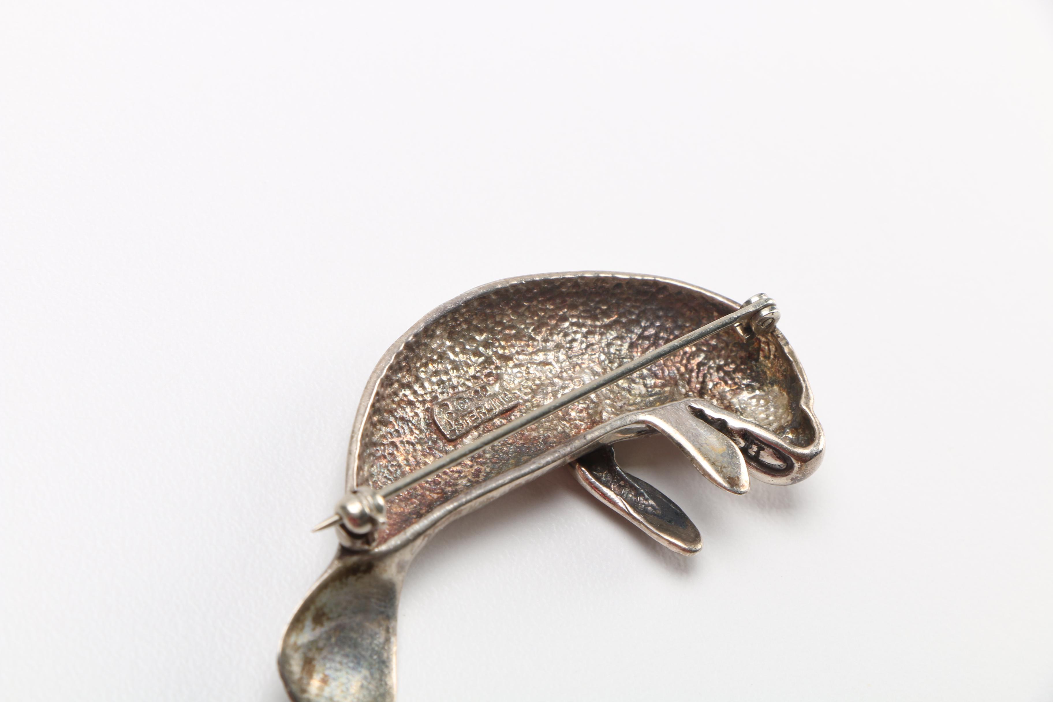 Sterling Silver Jewelry Including Manatee Brooch