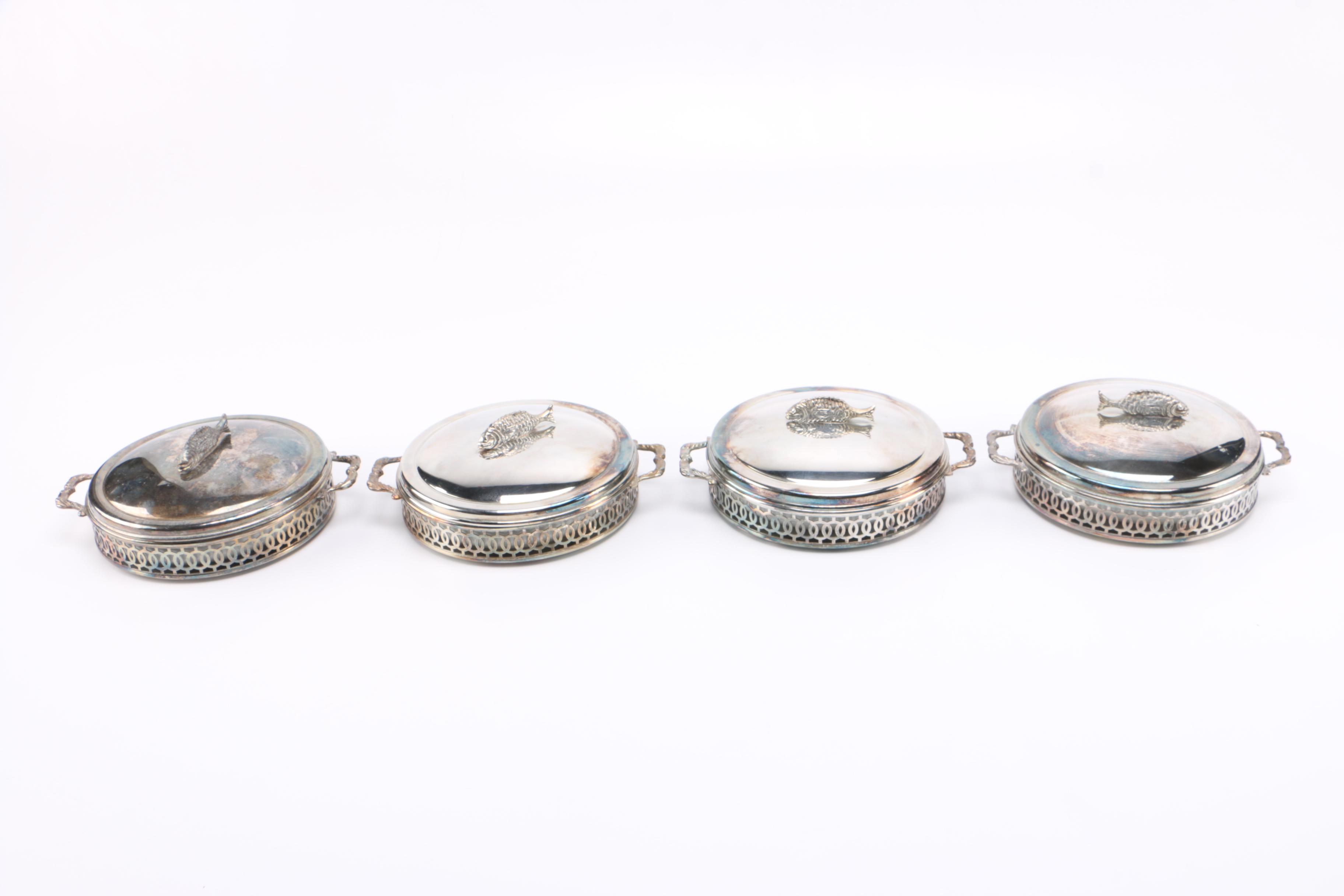 Silver-Plated Covered Trays and Dishes by Luemans Madrid