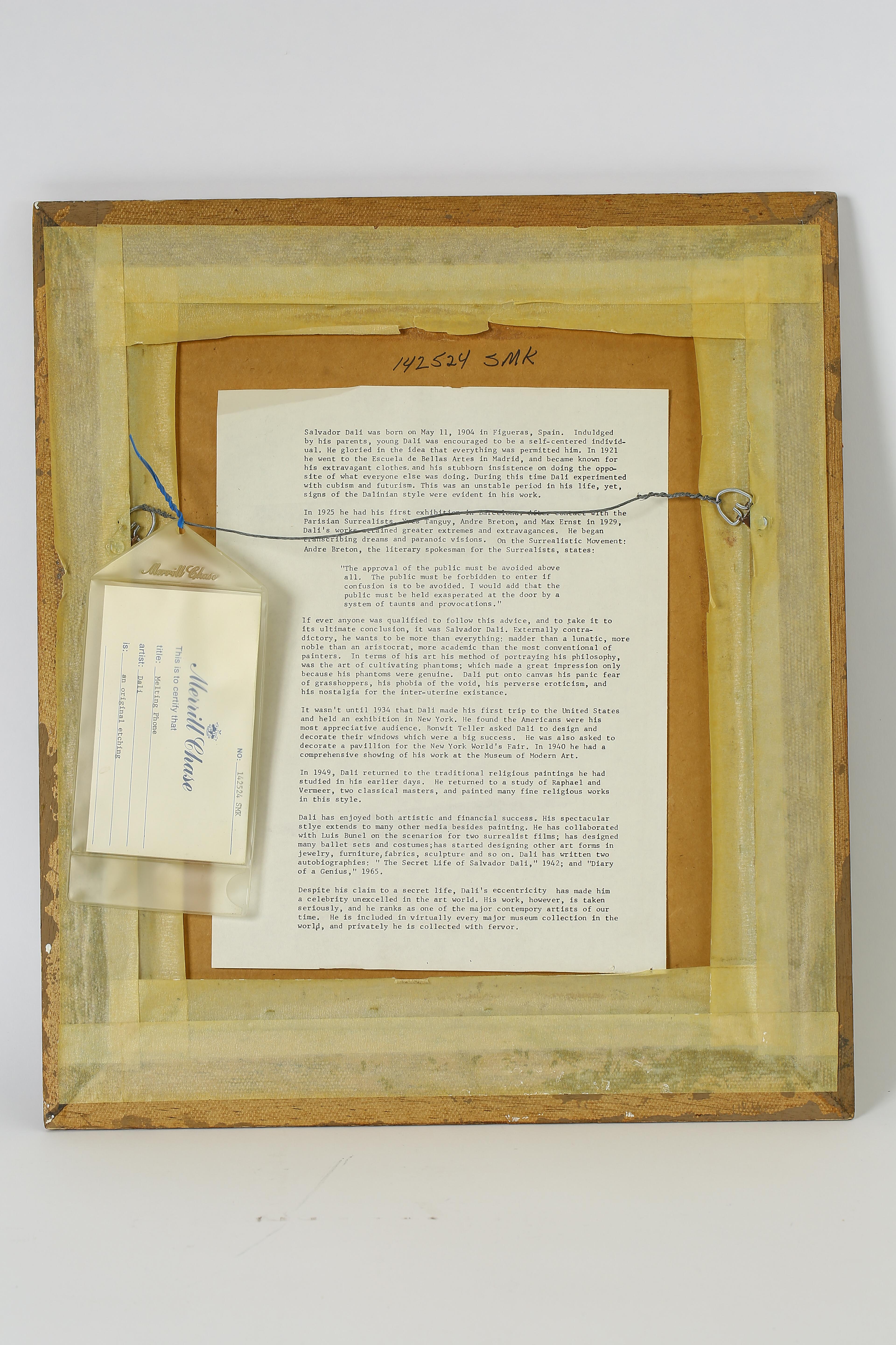 Salvador Dali Second Edition Restrike Etching "Telephone Mou"