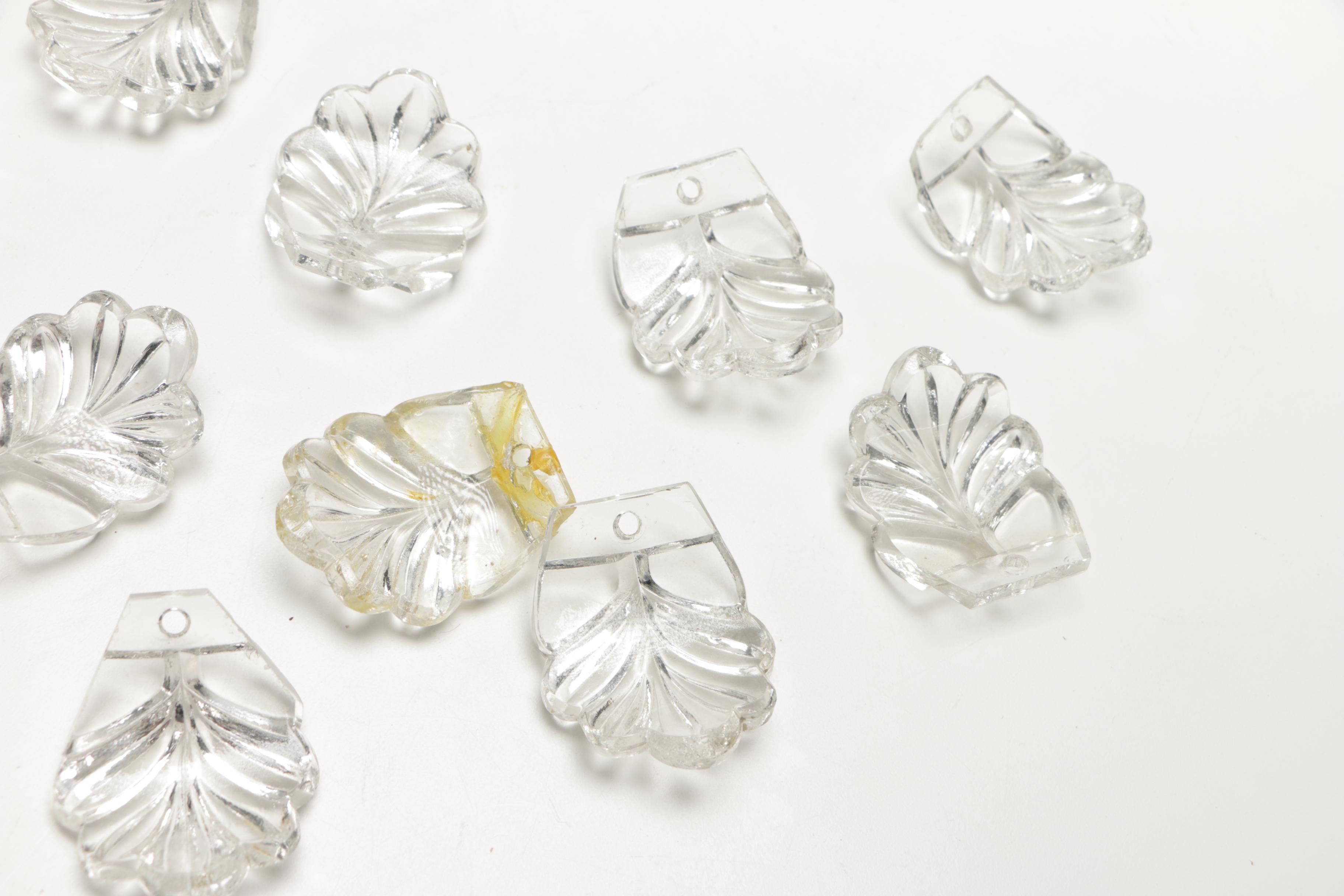 Glass Punch Bowl and Glass Leaf Pendants