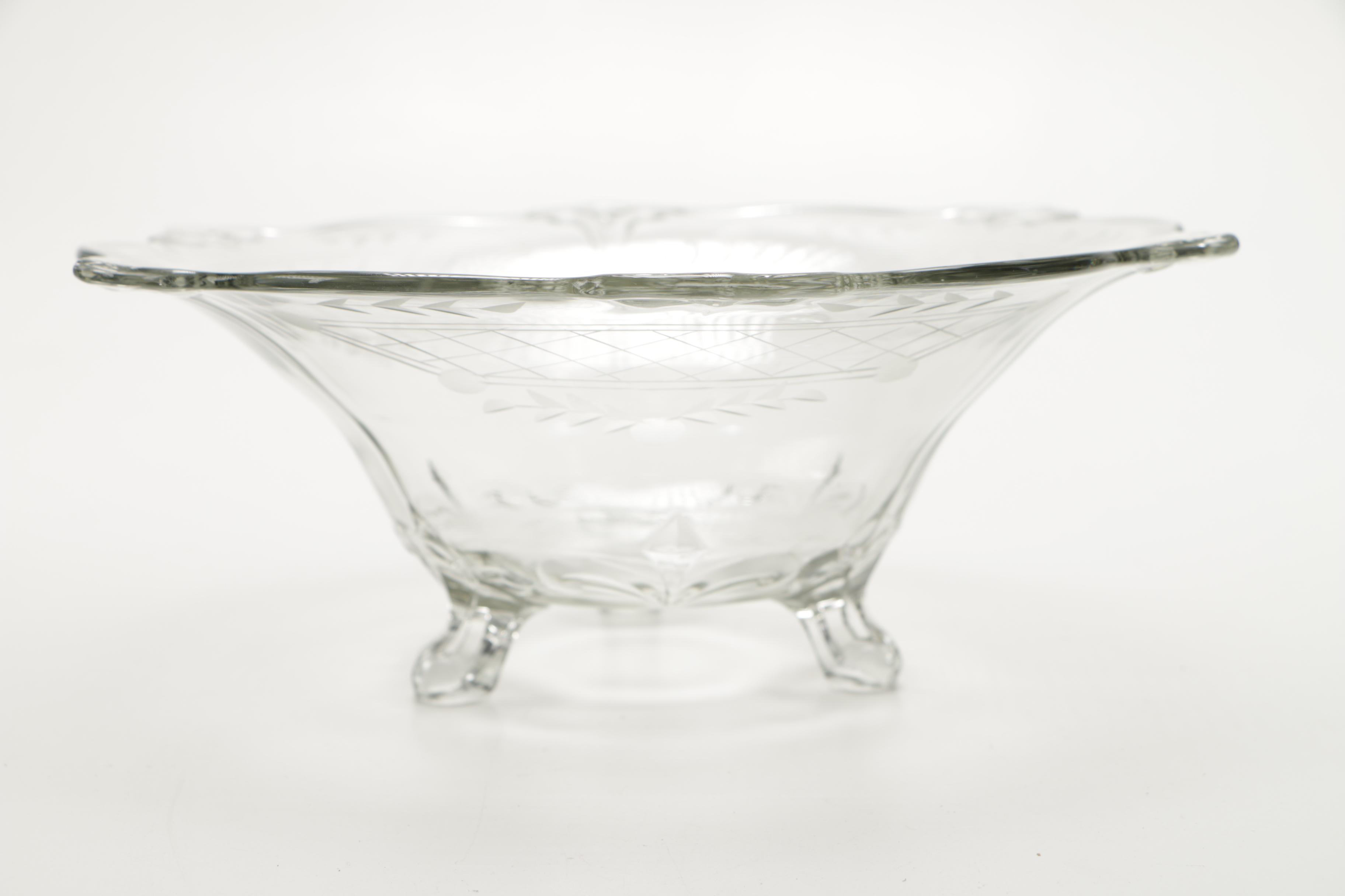 Glass Punch Bowl and Glass Leaf Pendants