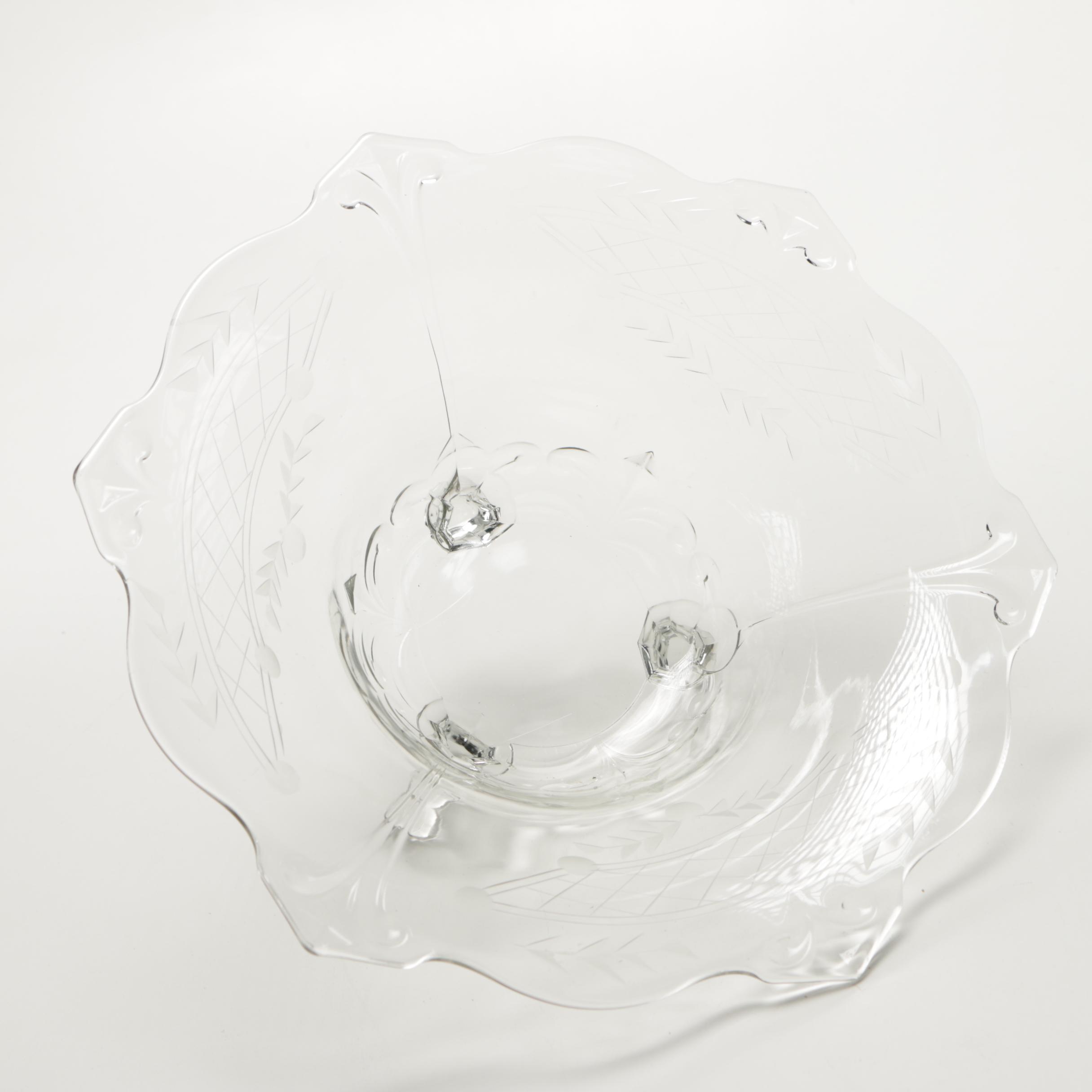 Glass Punch Bowl and Glass Leaf Pendants