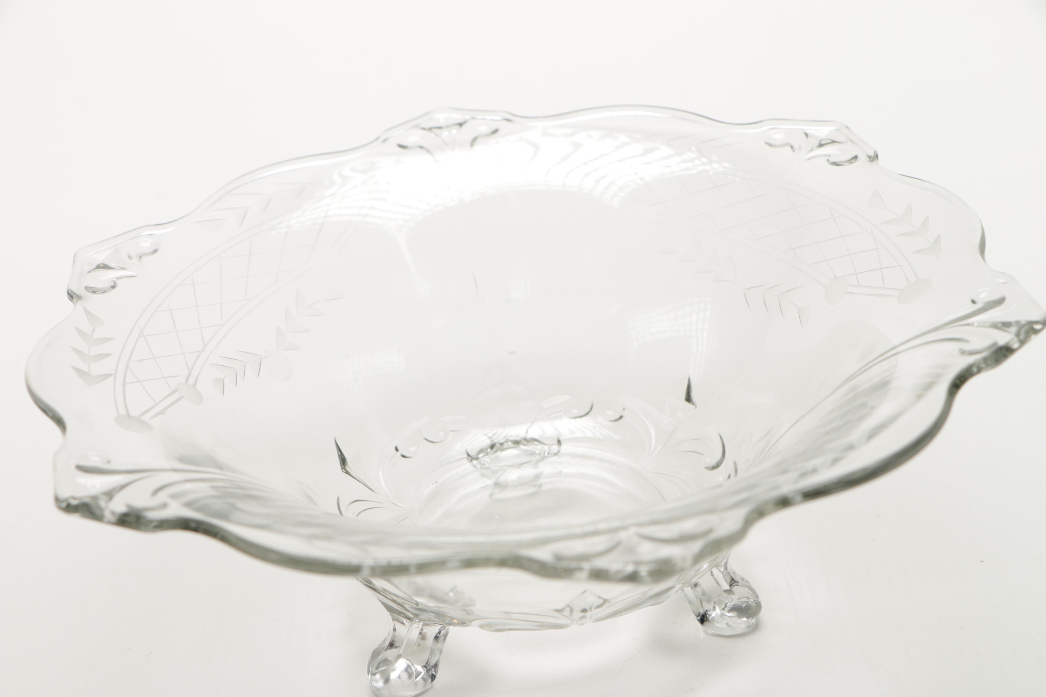 Glass Punch Bowl and Glass Leaf Pendants