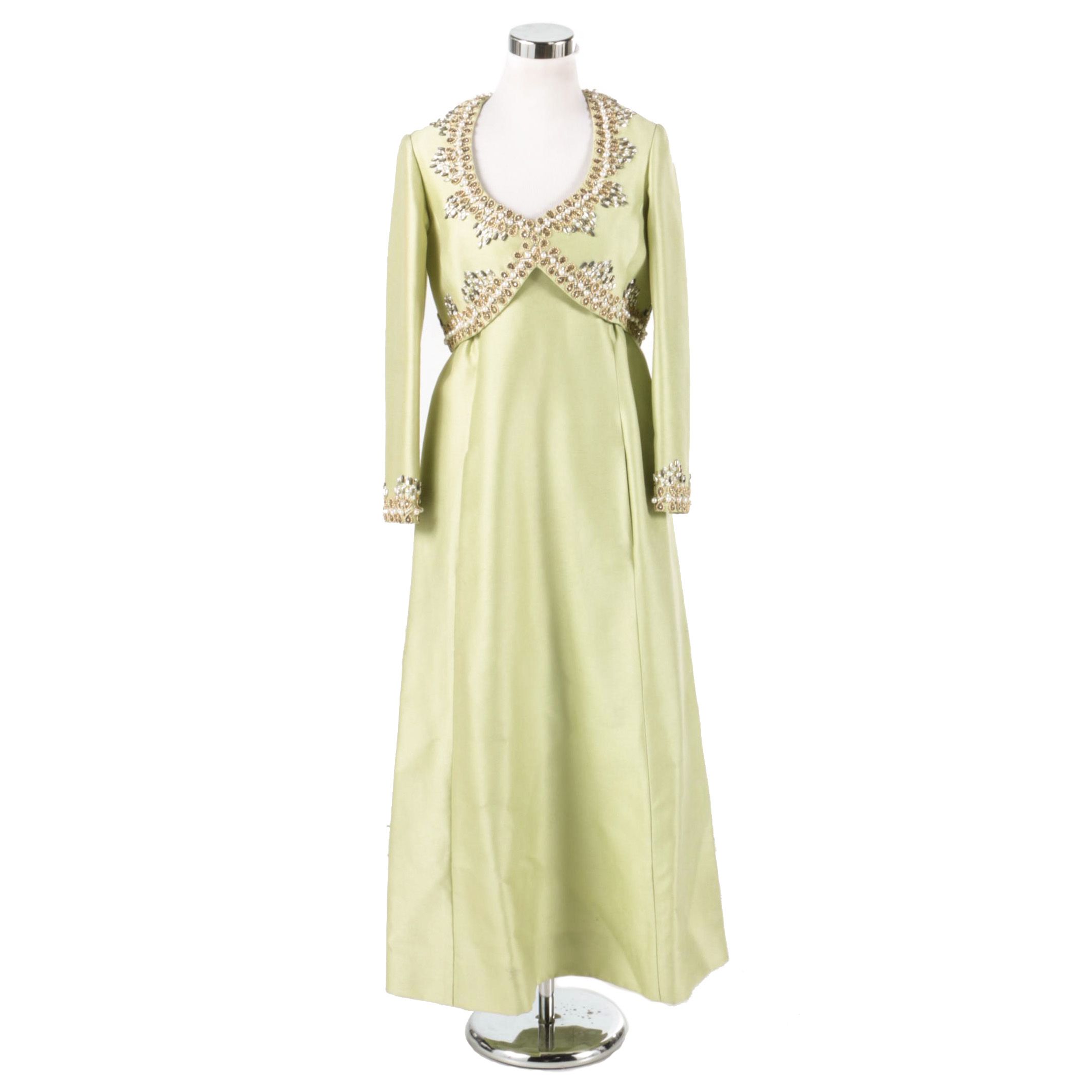 Circa 1960s Beaded Embellished Evening Dress