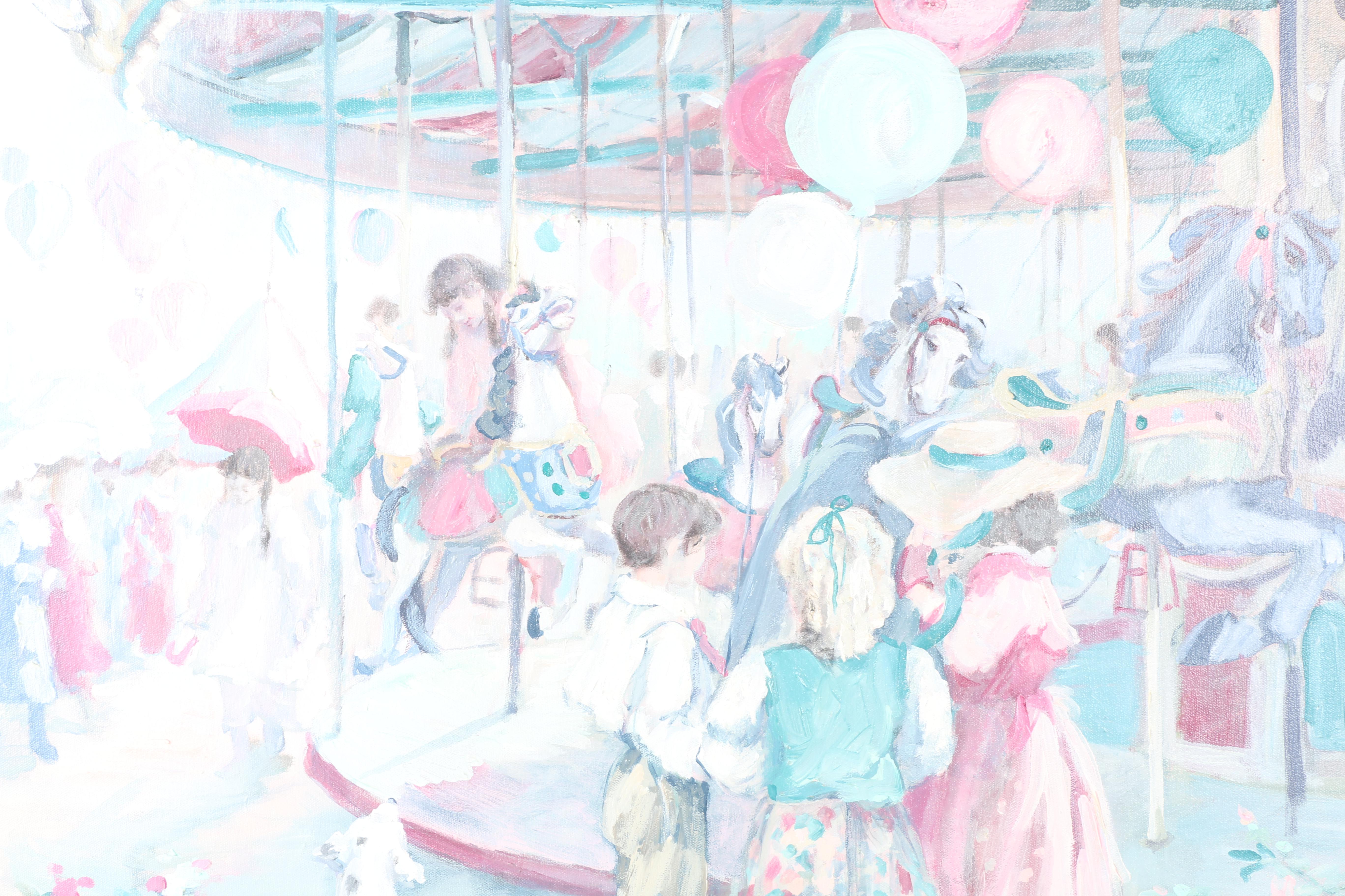 Barbara Pugsley Oil Painting on Canvas "Carousel"