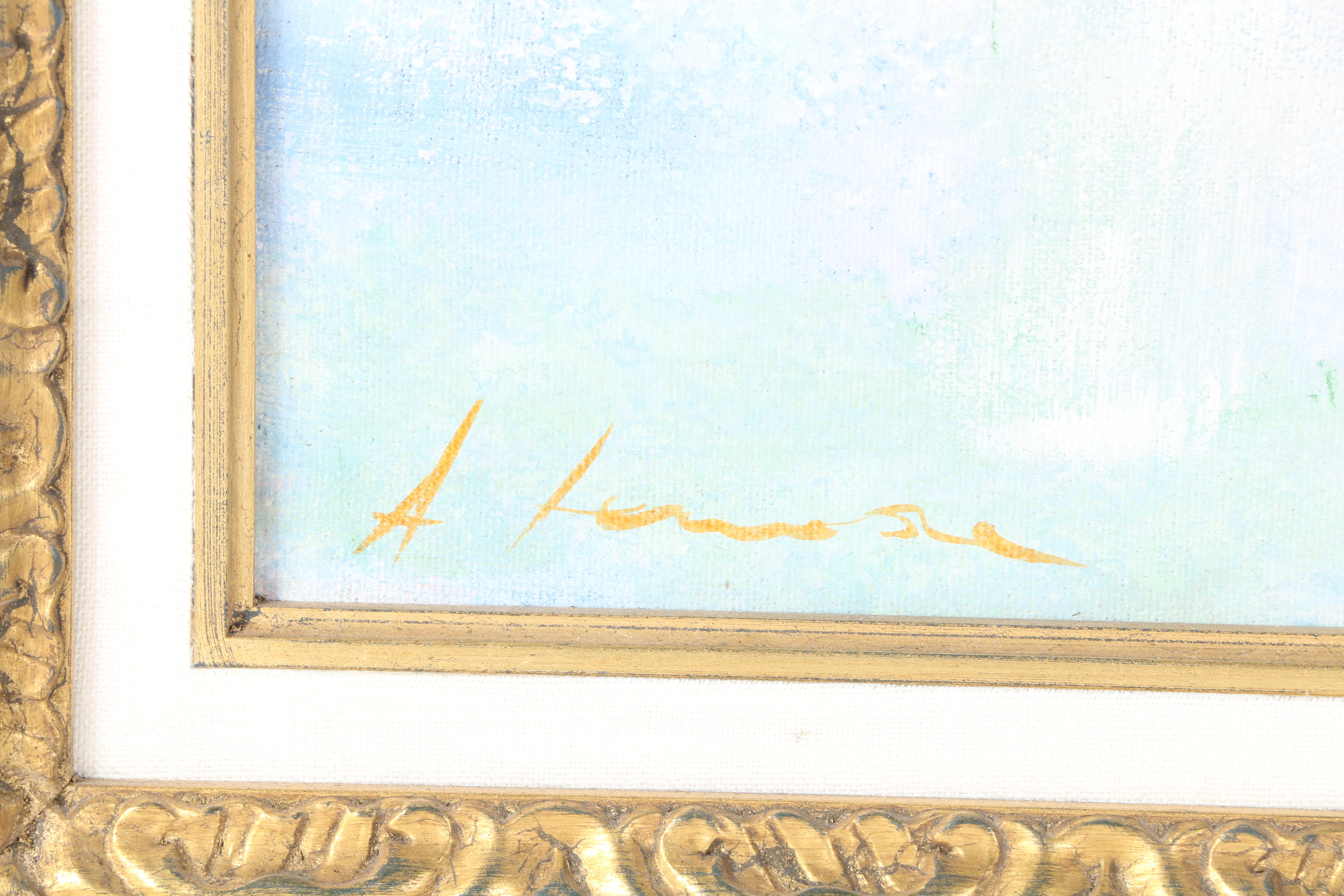 Gaetano Lanata Oil on Canvas Maritime Landscape "Sailboats"