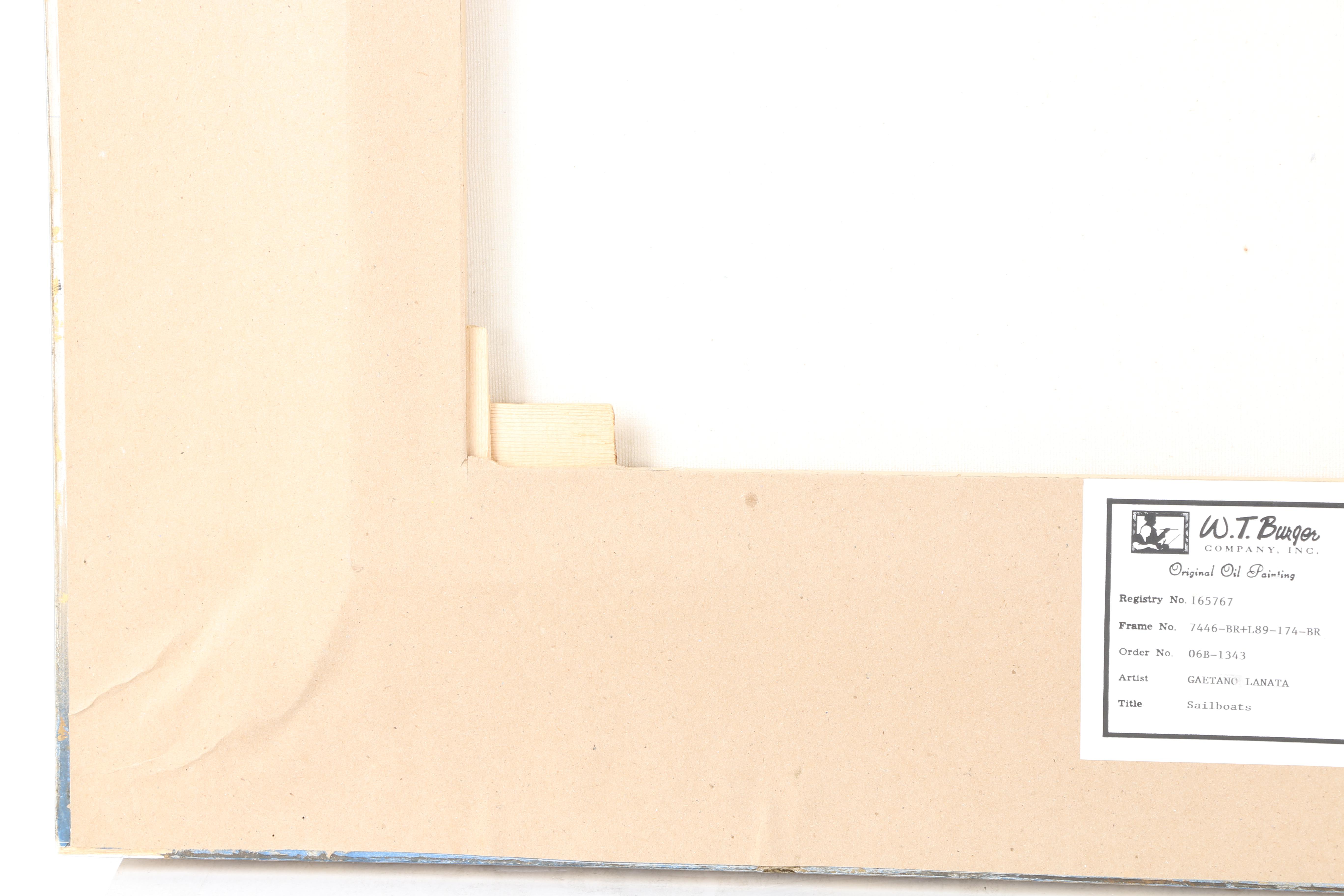 Gaetano Lanata Oil on Canvas Maritime Landscape "Sailboats"