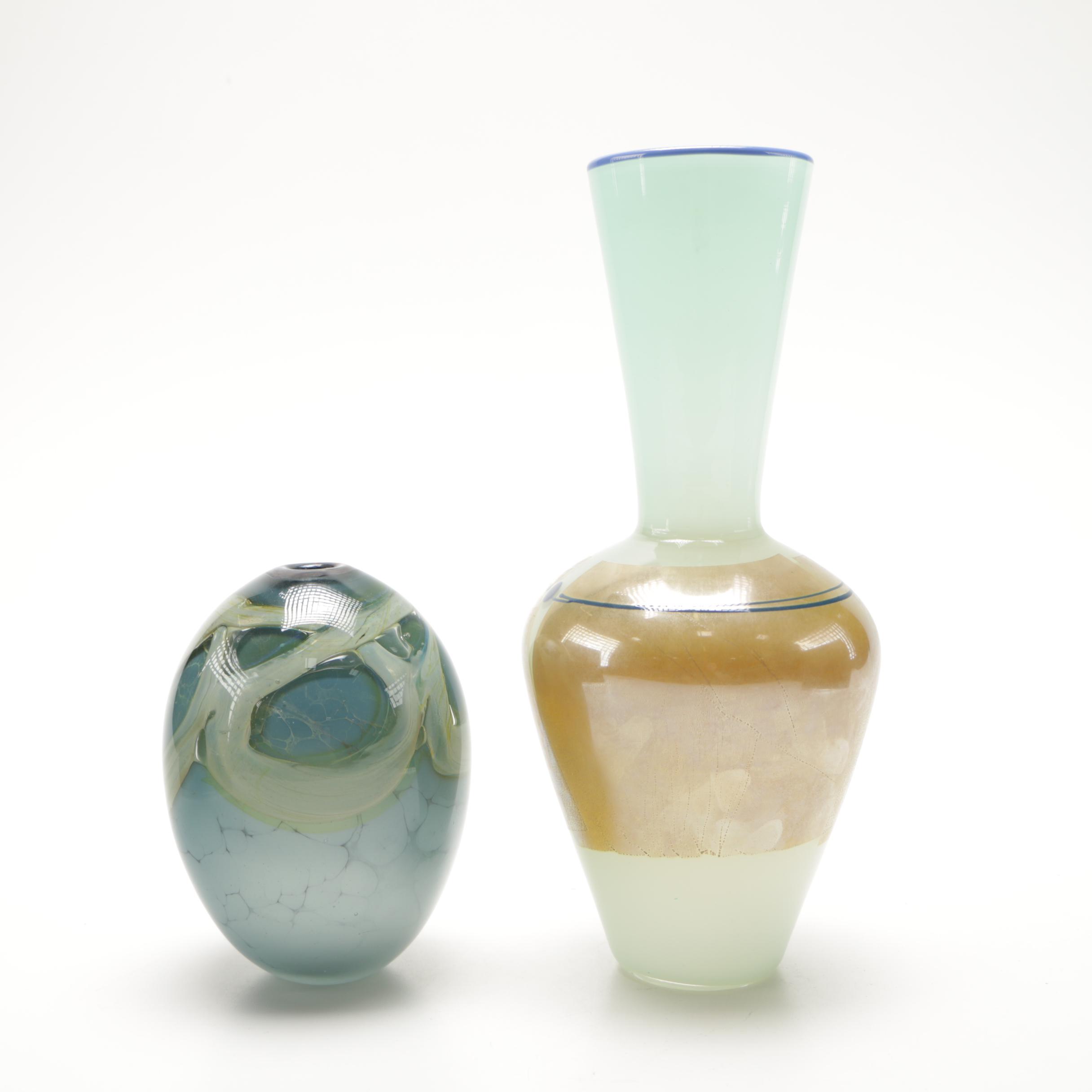 Hand Blown Art Glass Paper Weight and Vase
