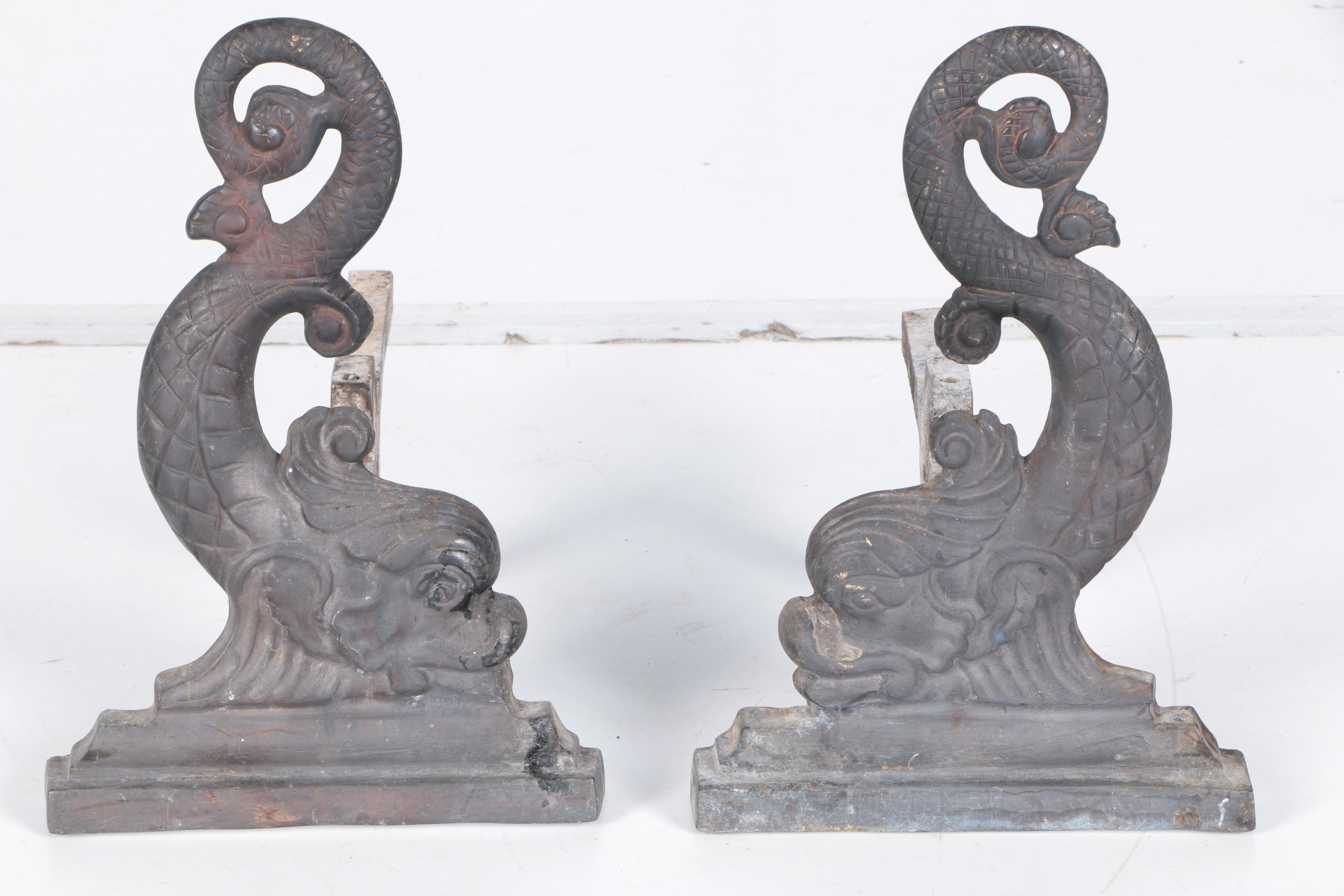 Cast Iron Dragon Andirons