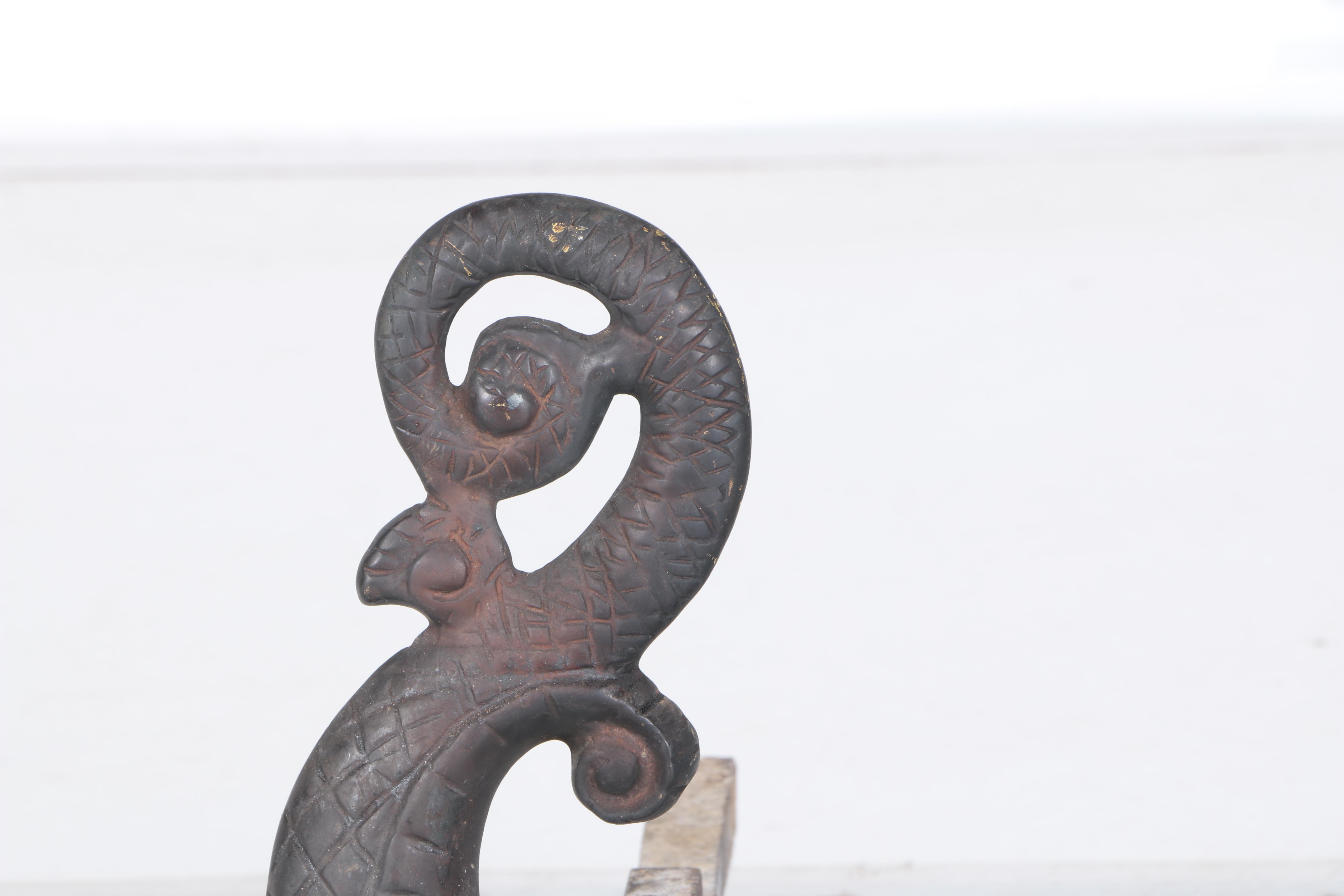 Cast Iron Dragon Andirons