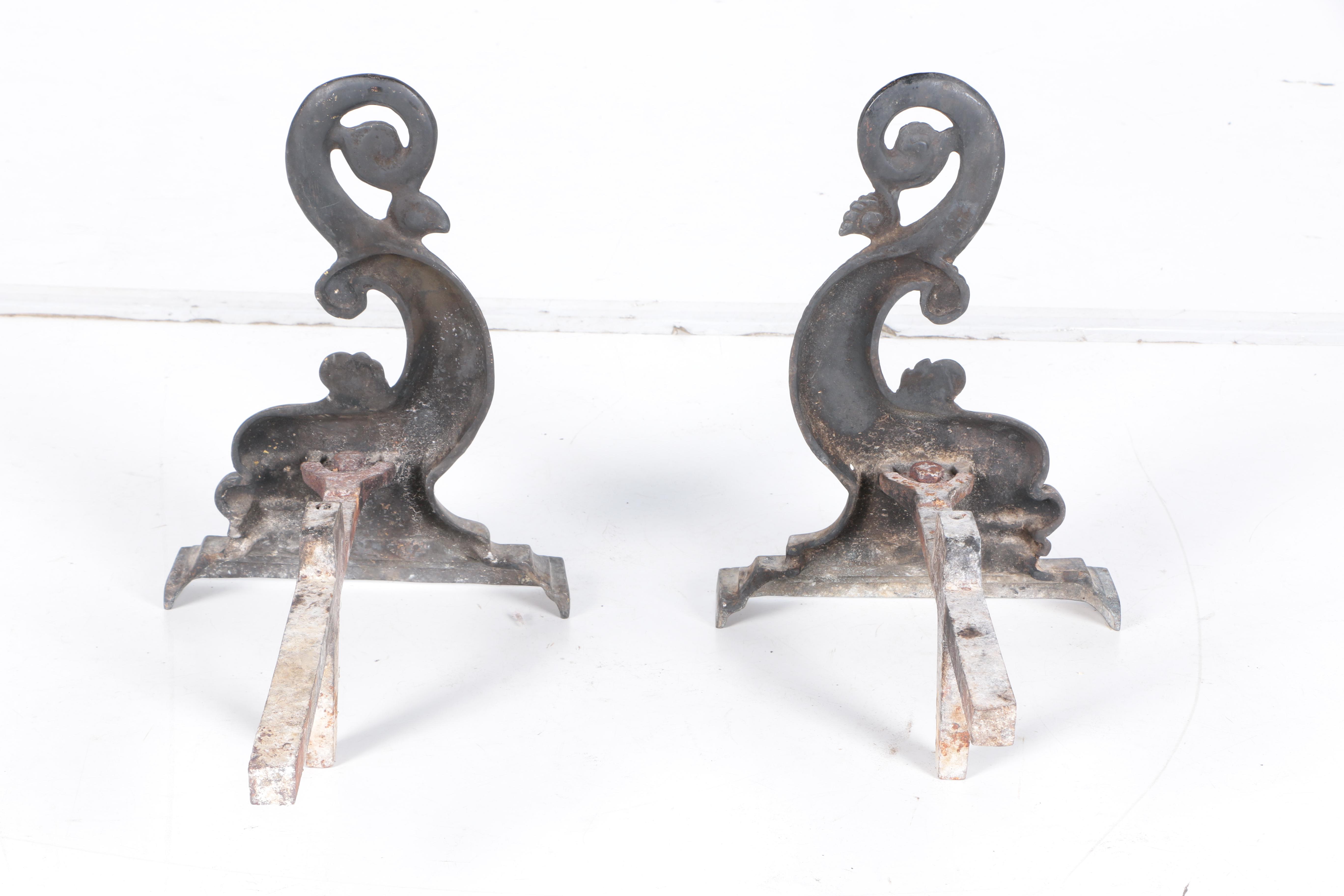 Cast Iron Dragon Andirons