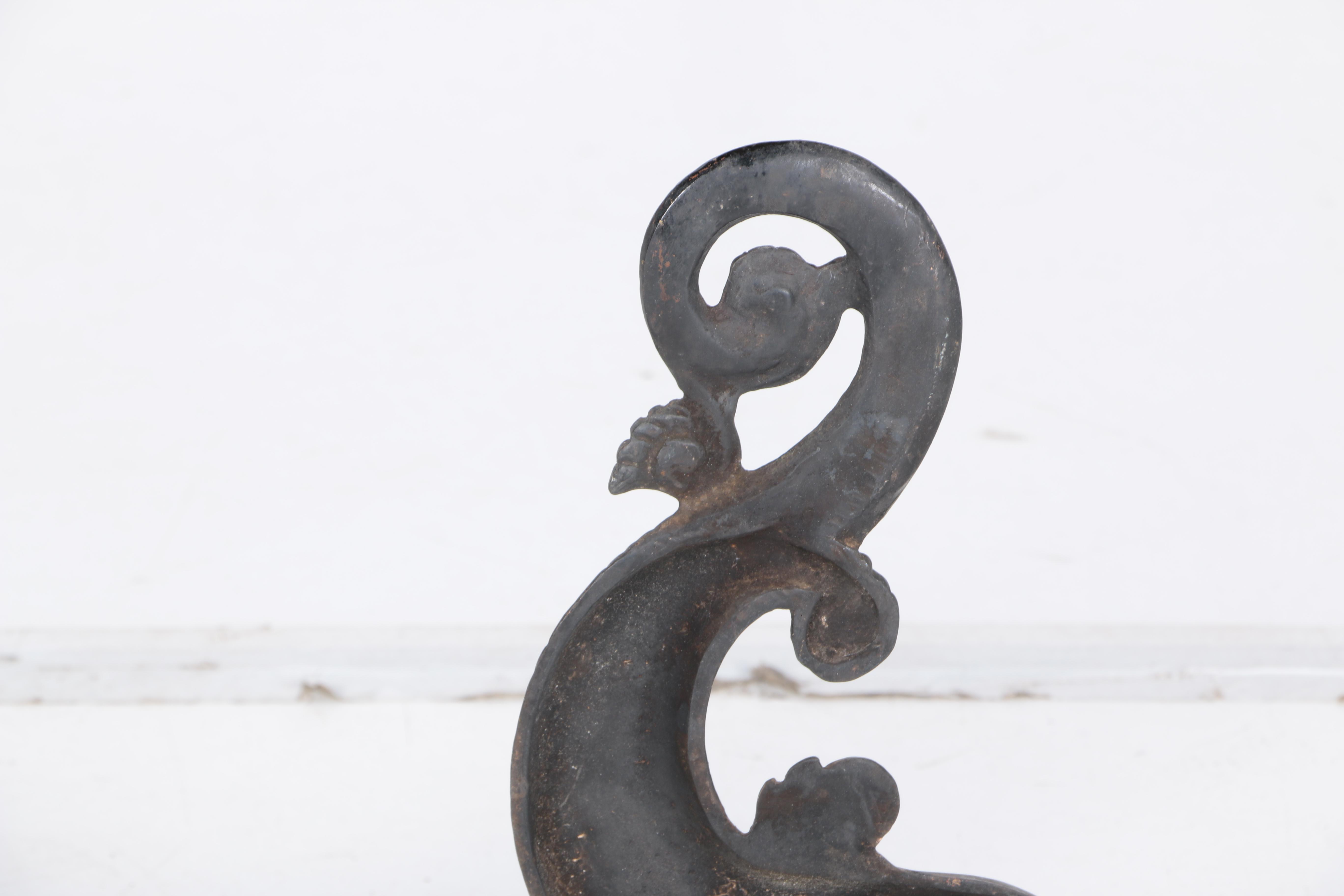 Cast Iron Dragon Andirons