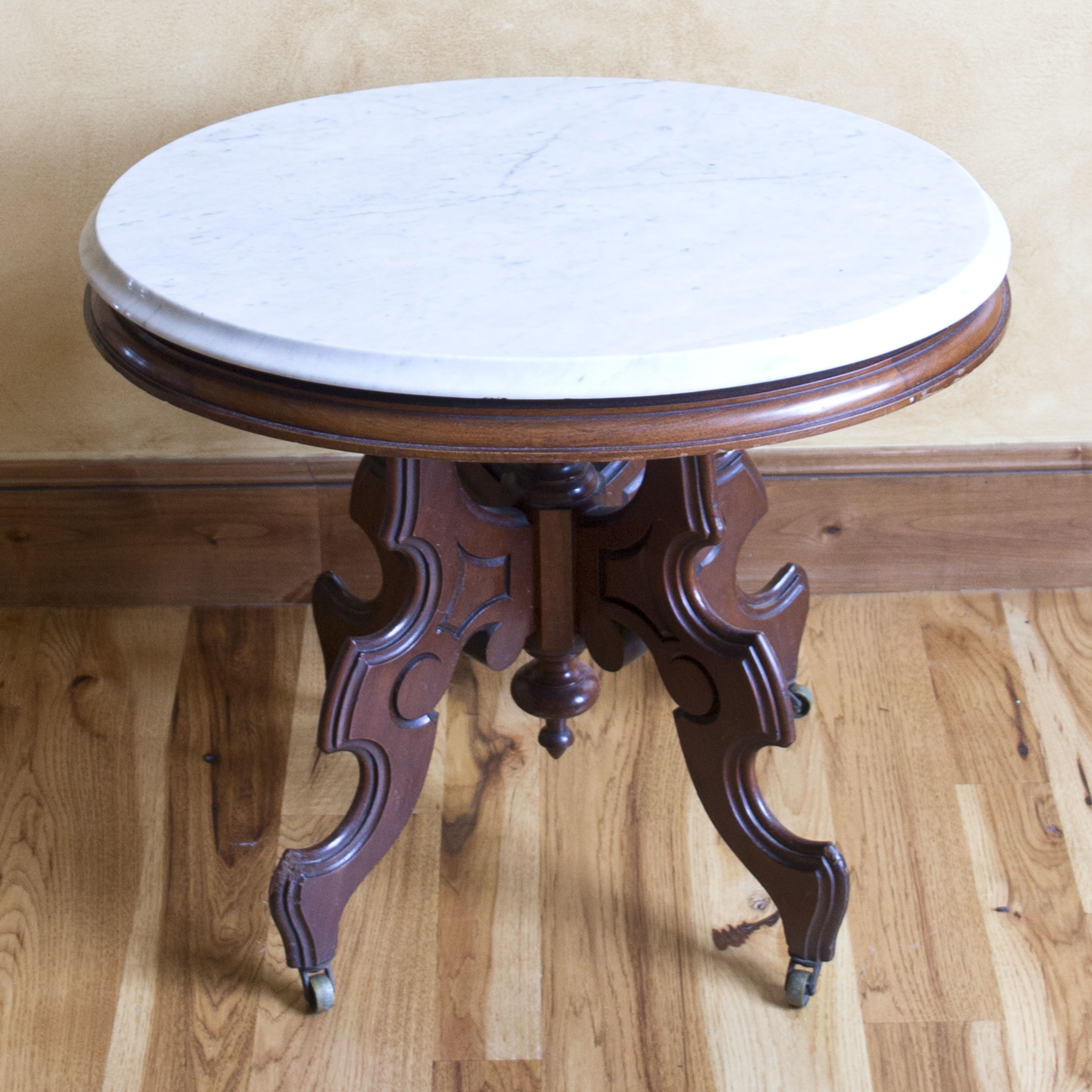 Eastlake Style Marble Top Accent Table