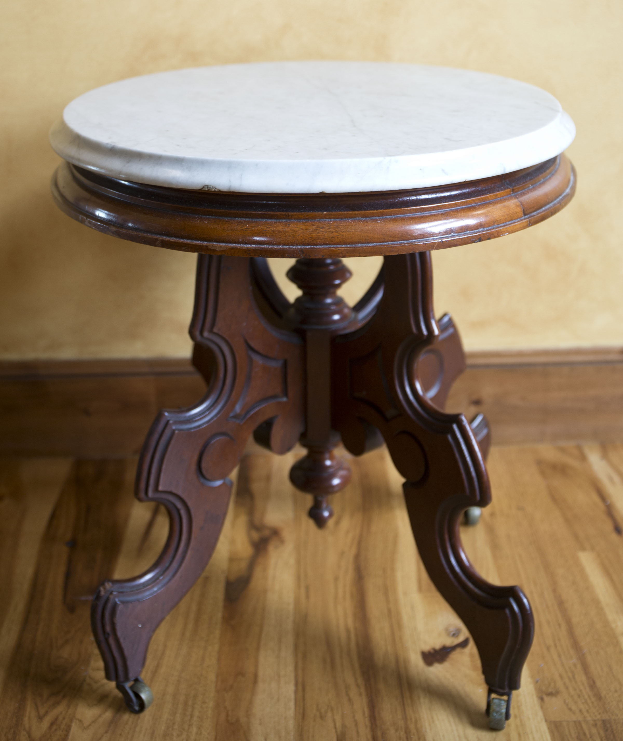 Eastlake Style Marble Top Accent Table
