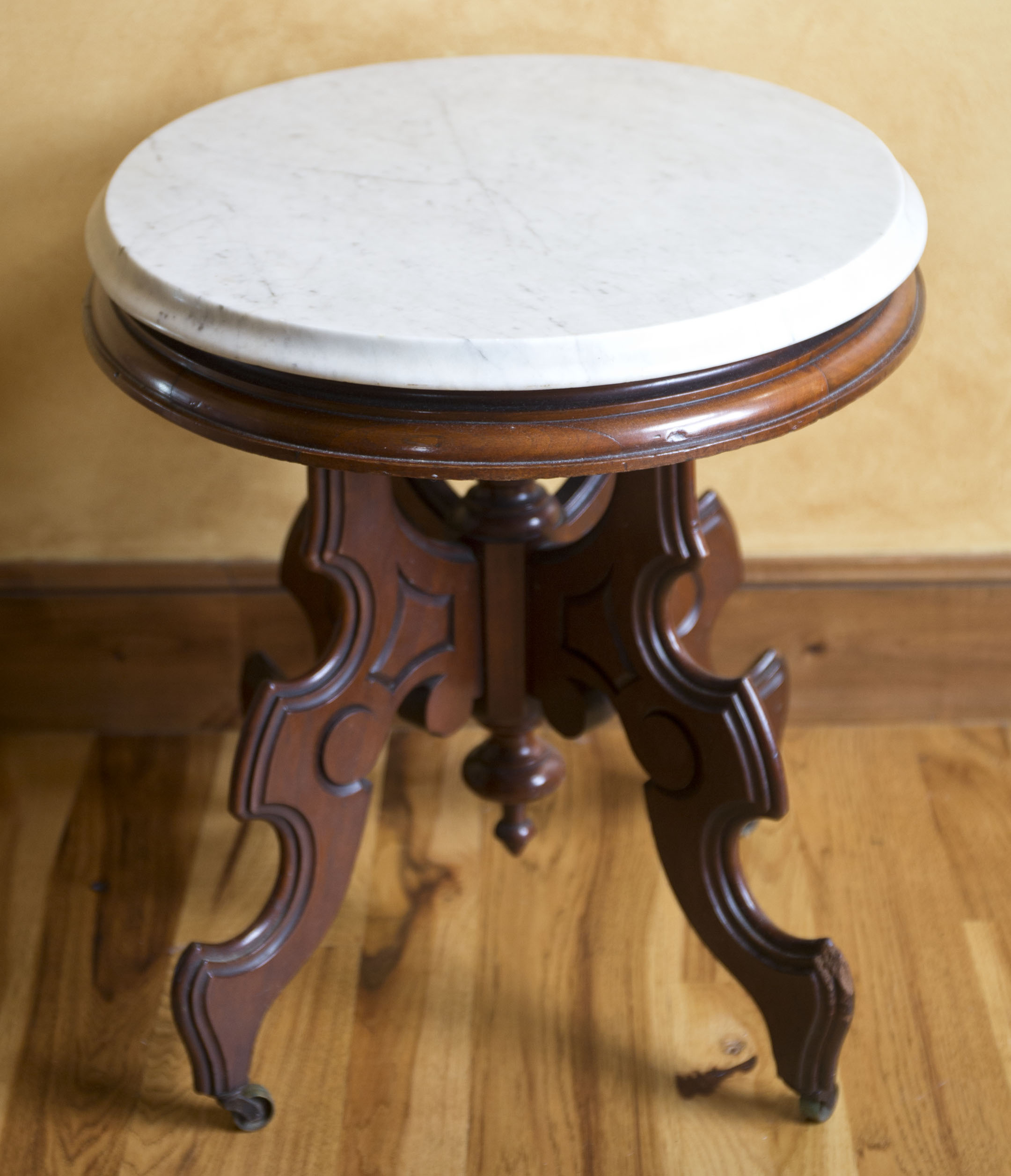Eastlake Style Marble Top Accent Table