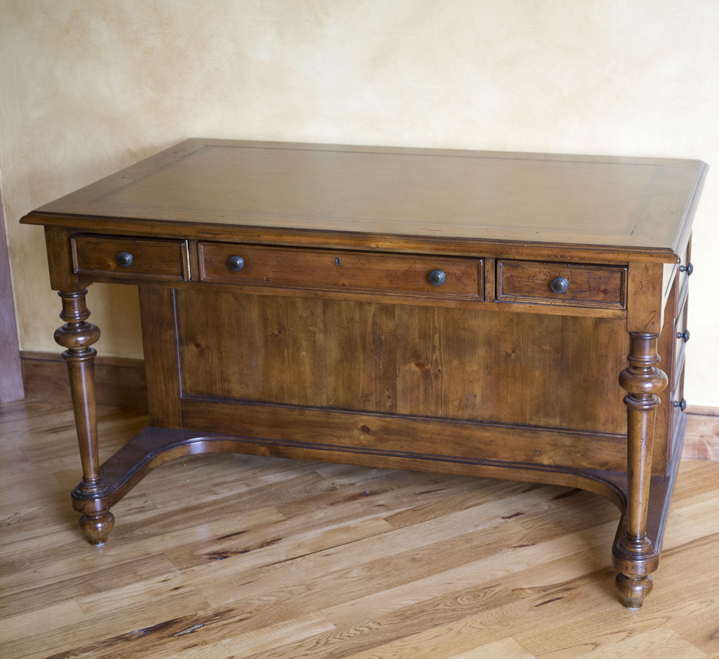 Walnut Finished Pine Desk with Oak Chair