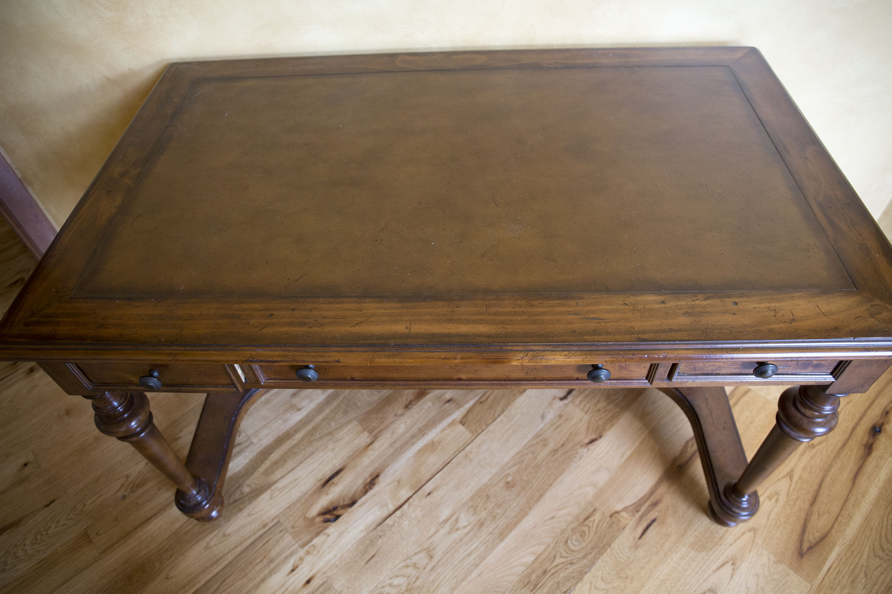 Walnut Finished Pine Desk with Oak Chair