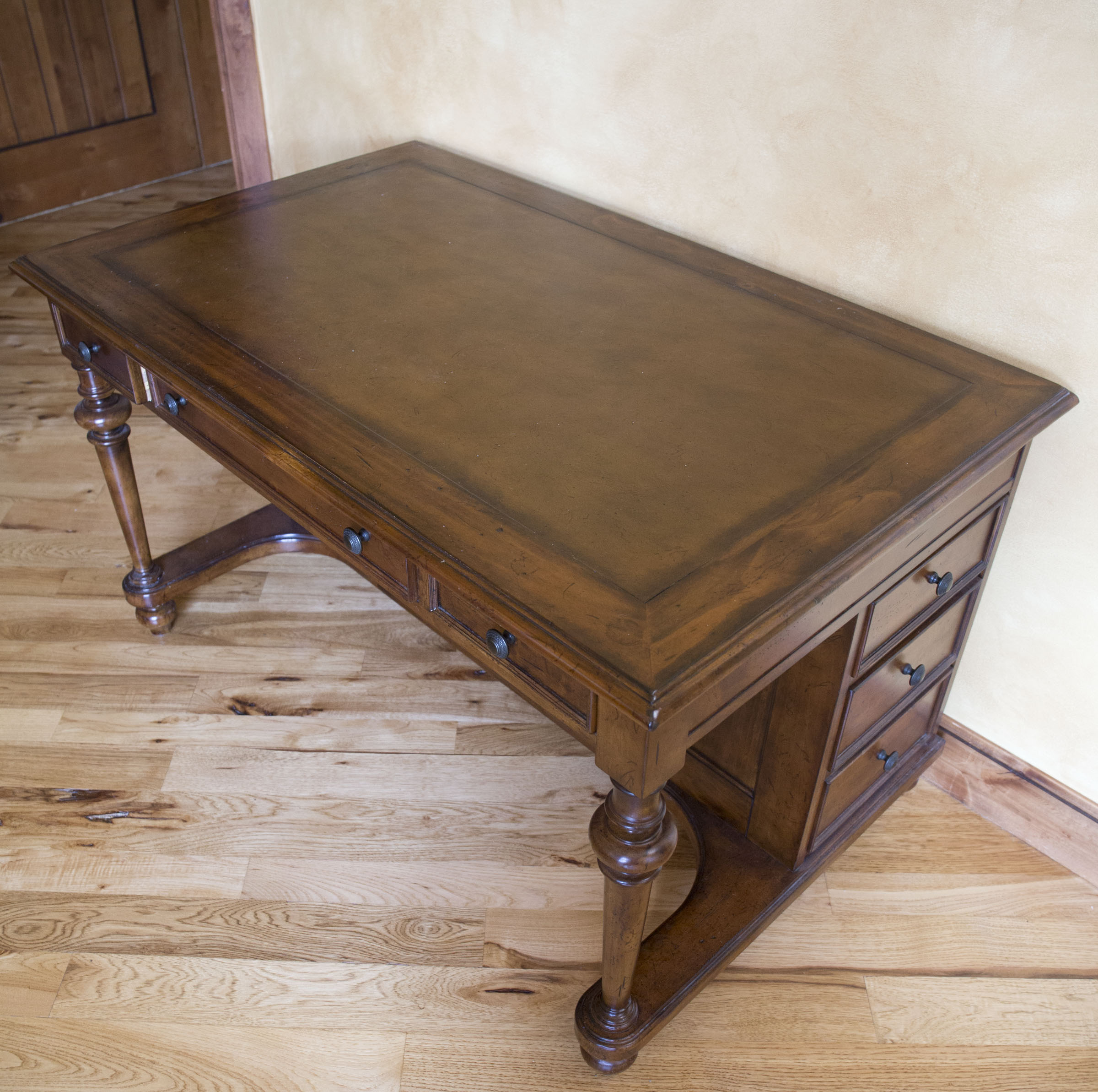 Walnut Finished Pine Desk with Oak Chair