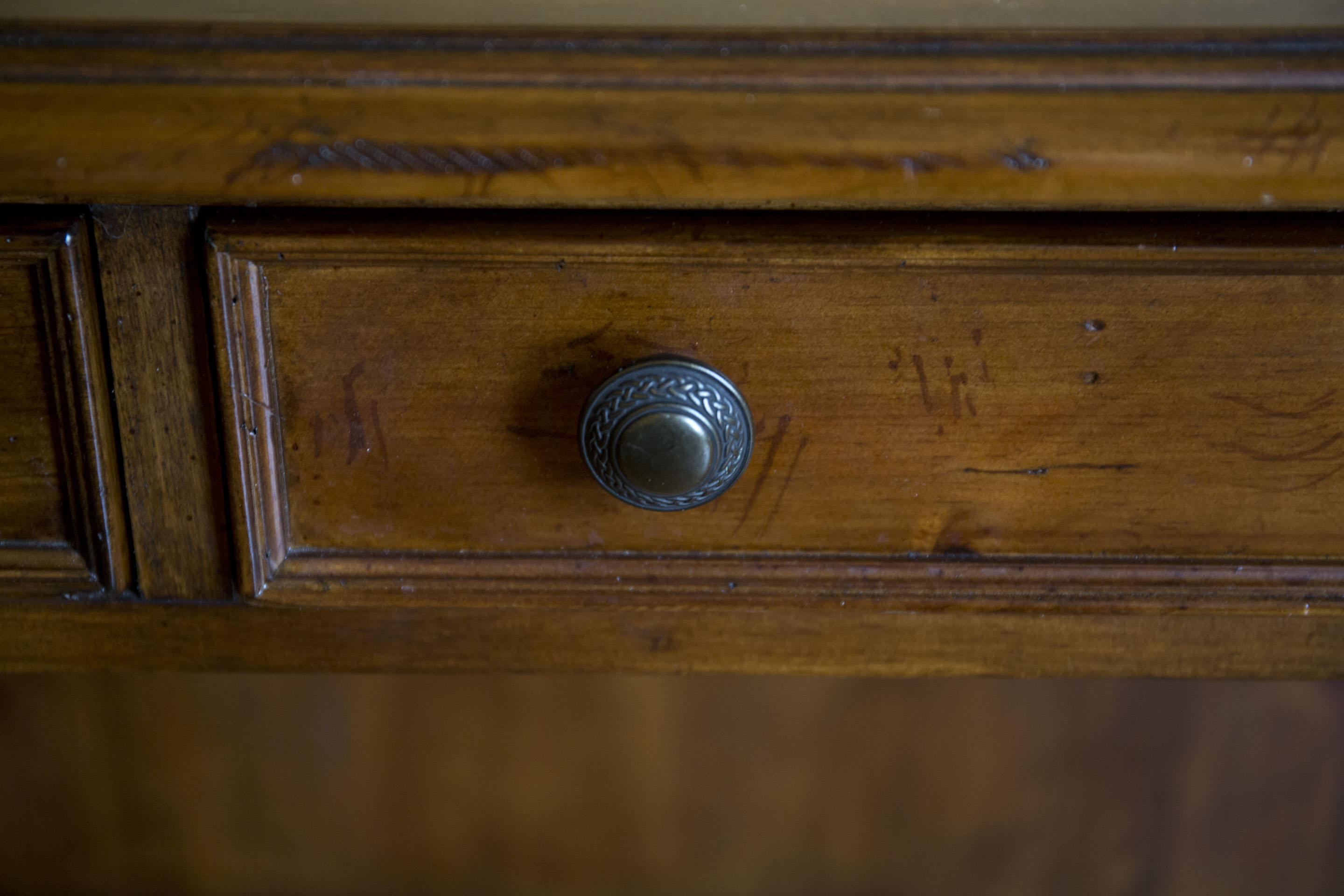 Walnut Finished Pine Desk with Oak Chair
