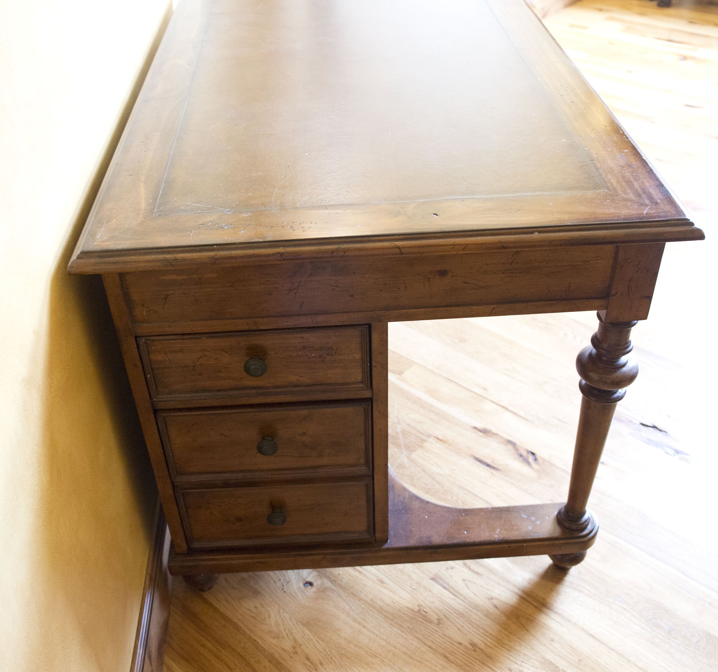 Walnut Finished Pine Desk with Oak Chair