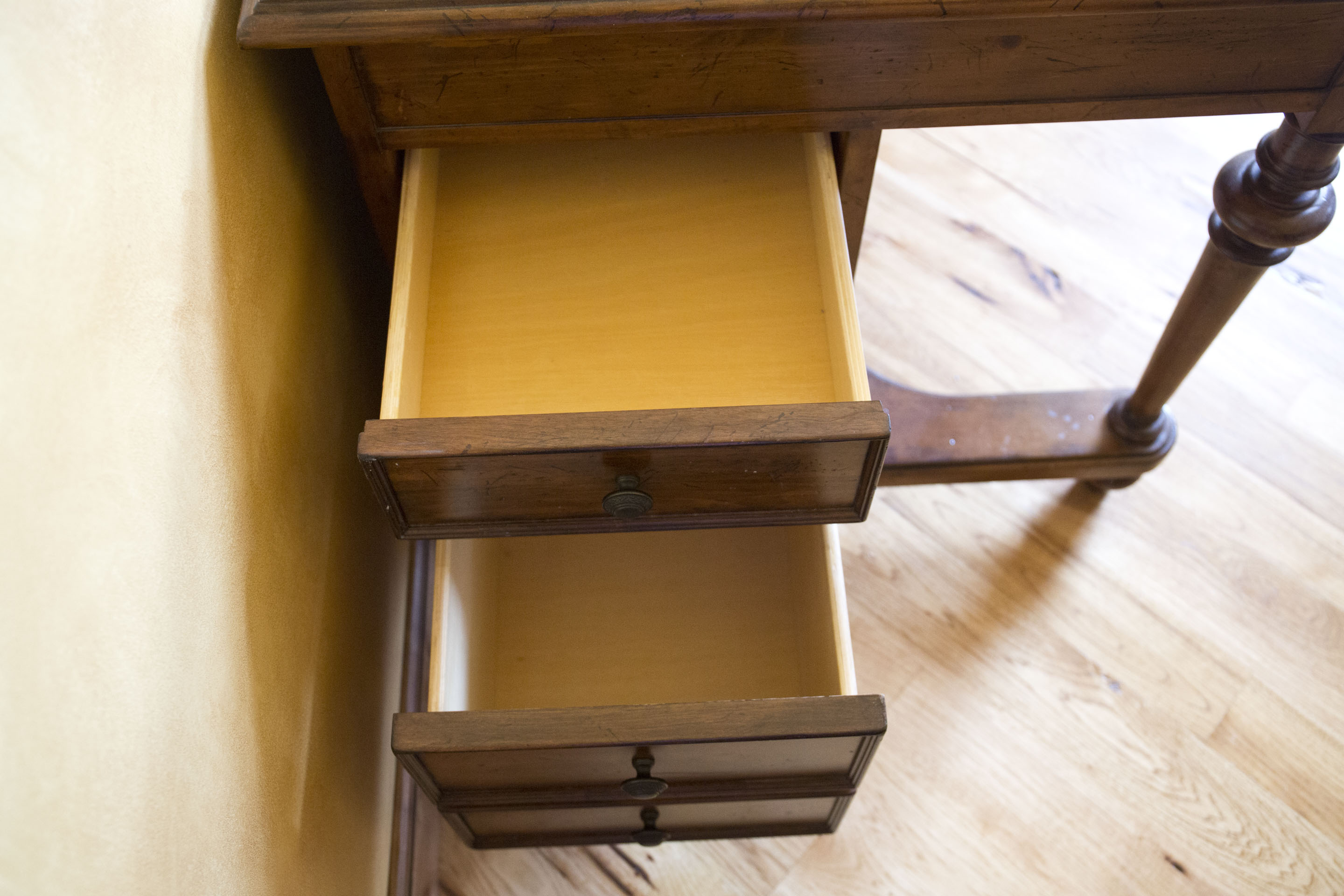Walnut Finished Pine Desk with Oak Chair