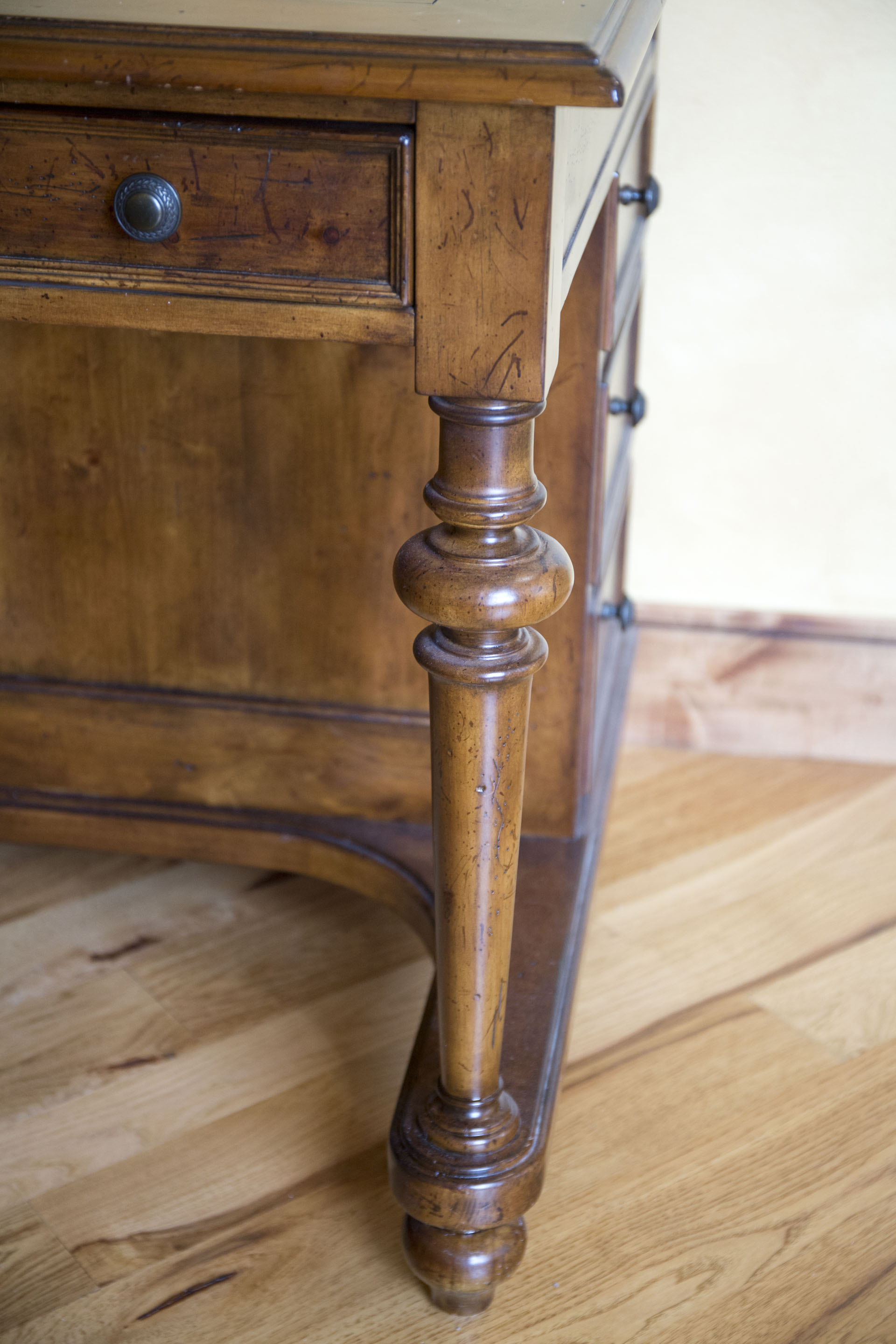 Walnut Finished Pine Desk with Oak Chair