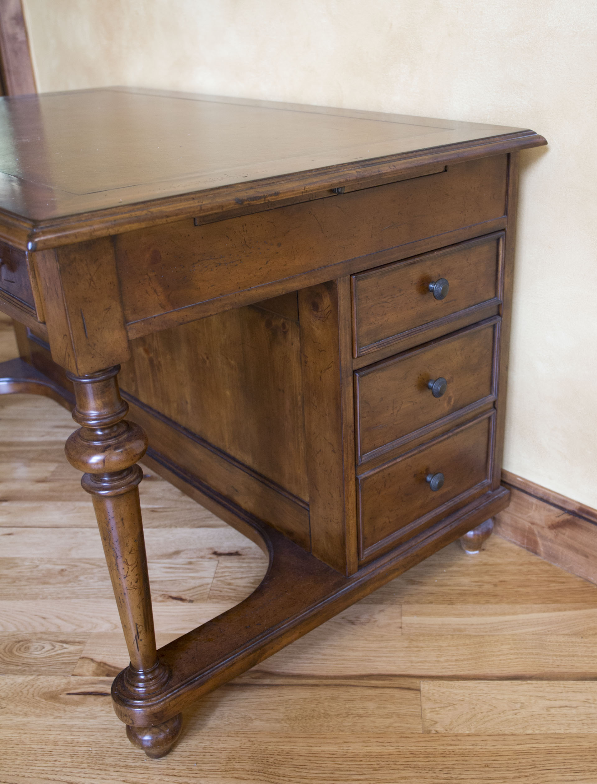 Walnut Finished Pine Desk with Oak Chair