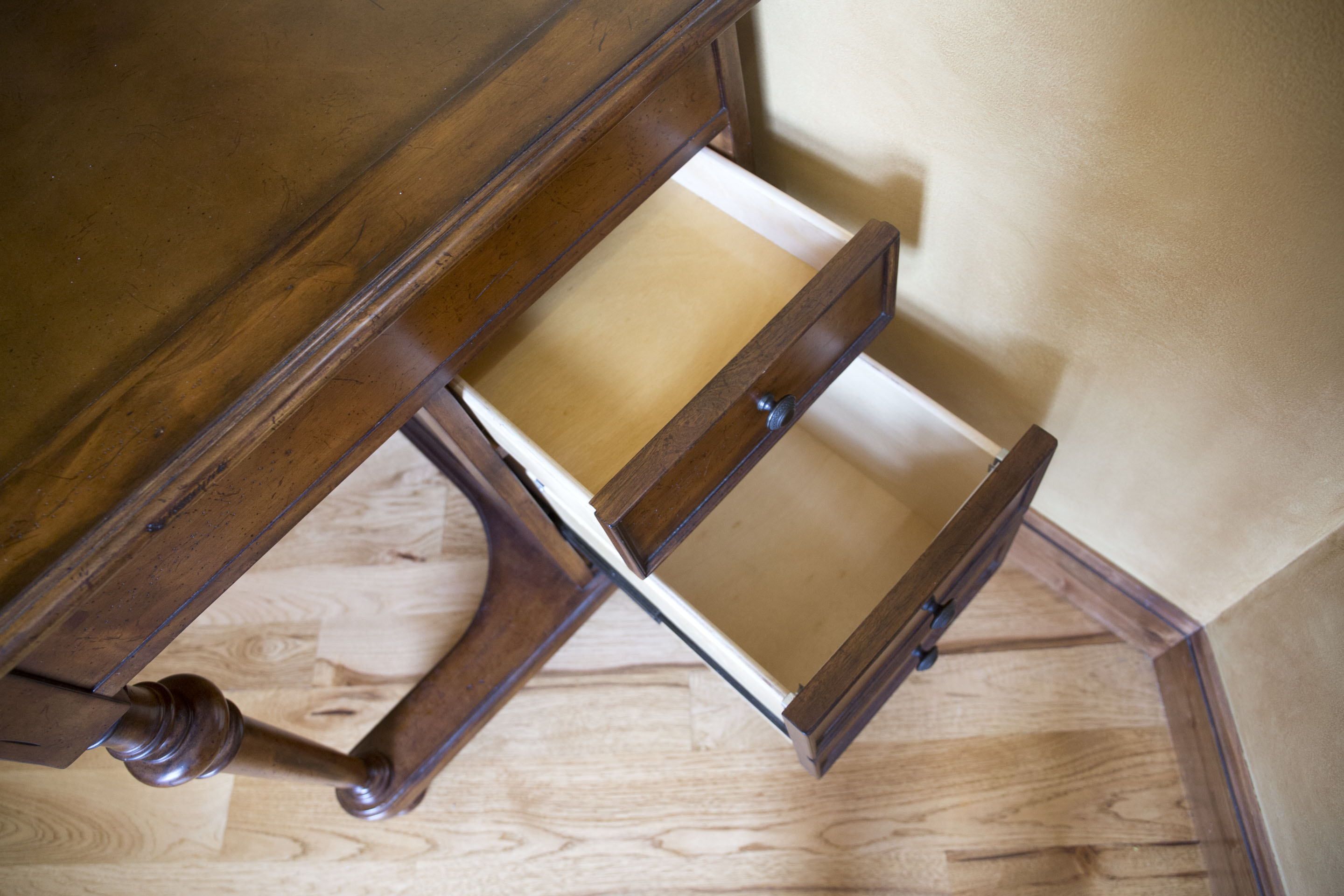 Walnut Finished Pine Desk with Oak Chair