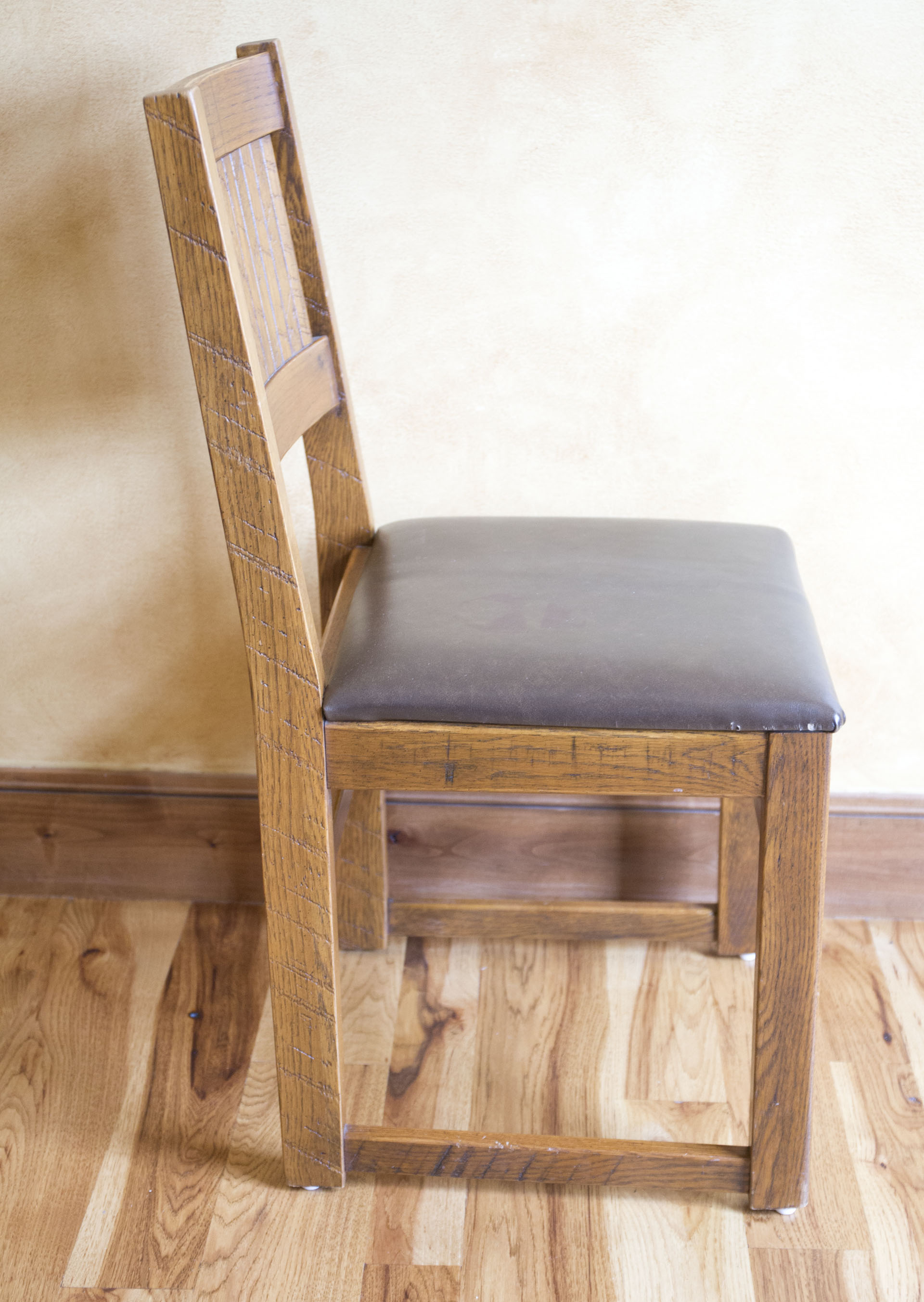 Walnut Finished Pine Desk with Oak Chair
