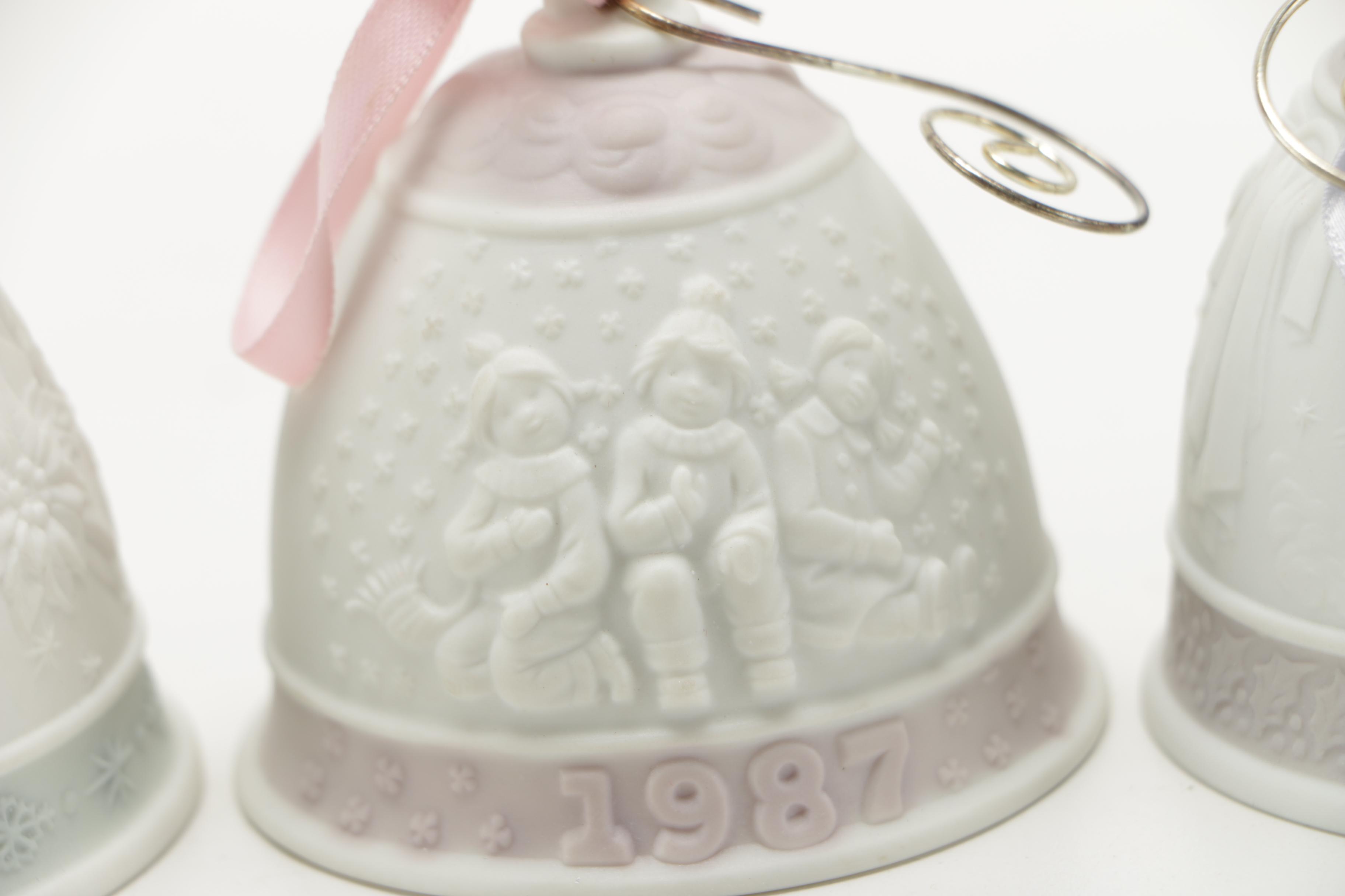 Dated Lladro Porcelain Bell Ornaments