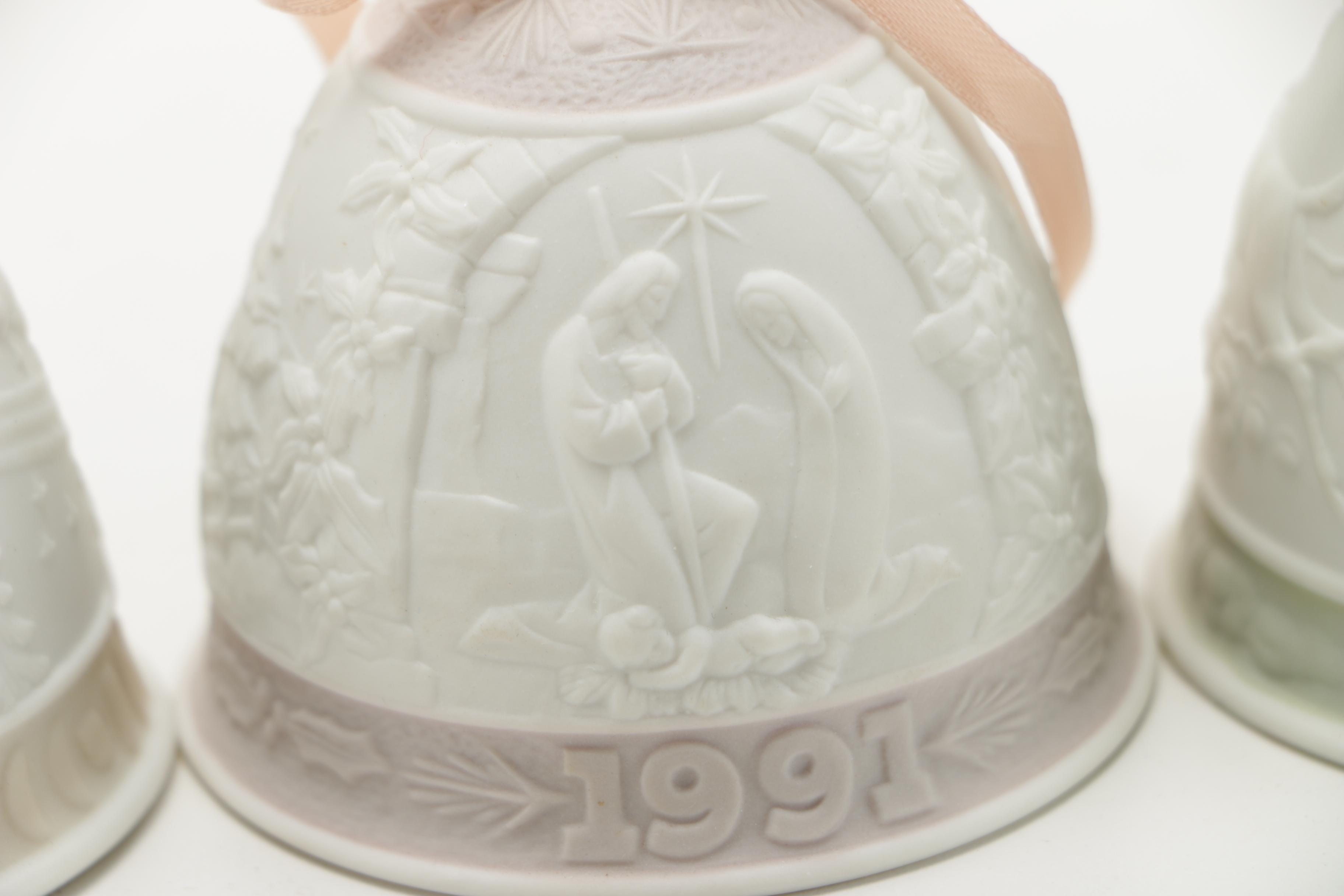 Dated Lladro Porcelain Bell Ornaments