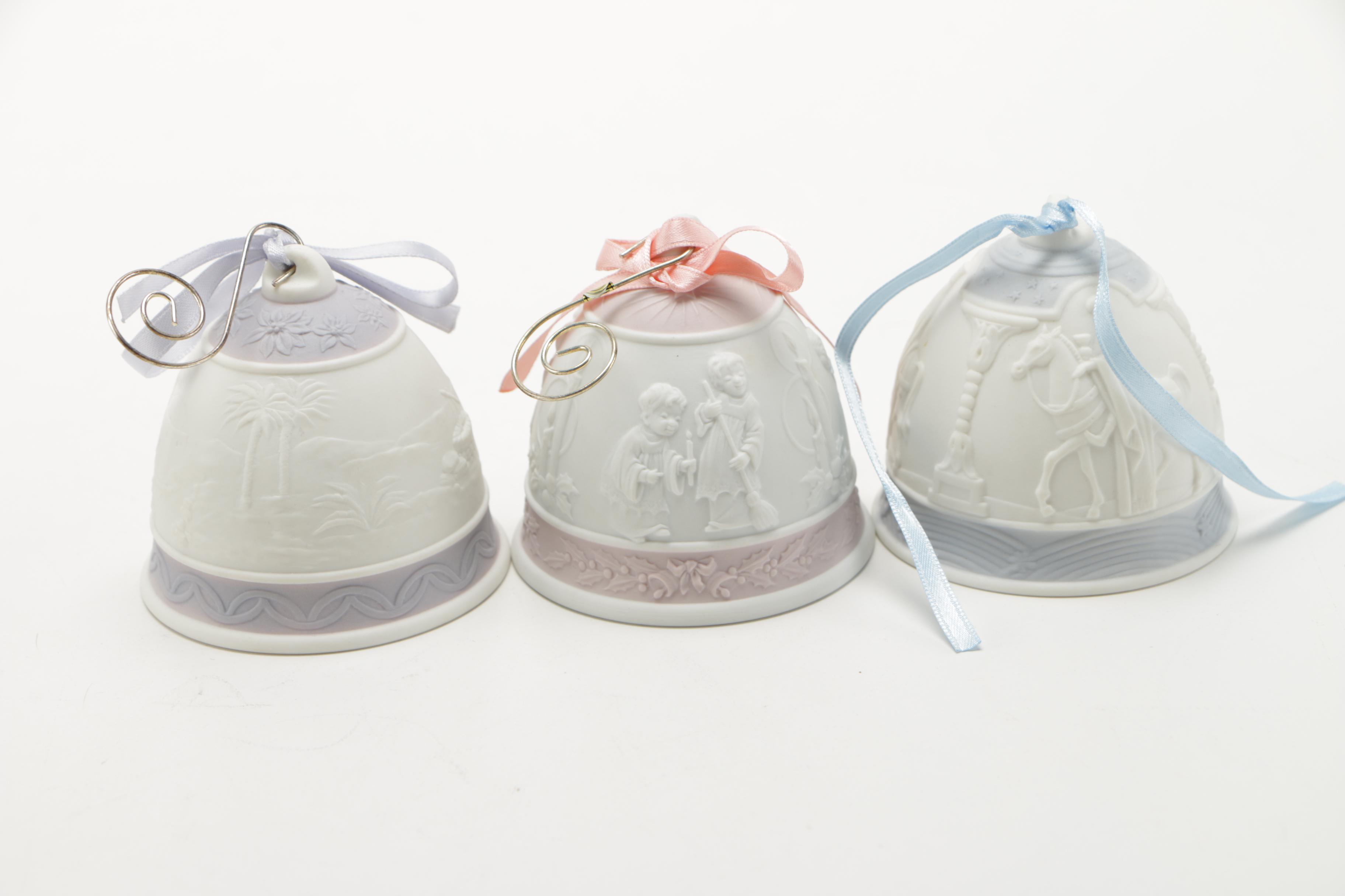 Dated Lladro Porcelain Bell Ornaments