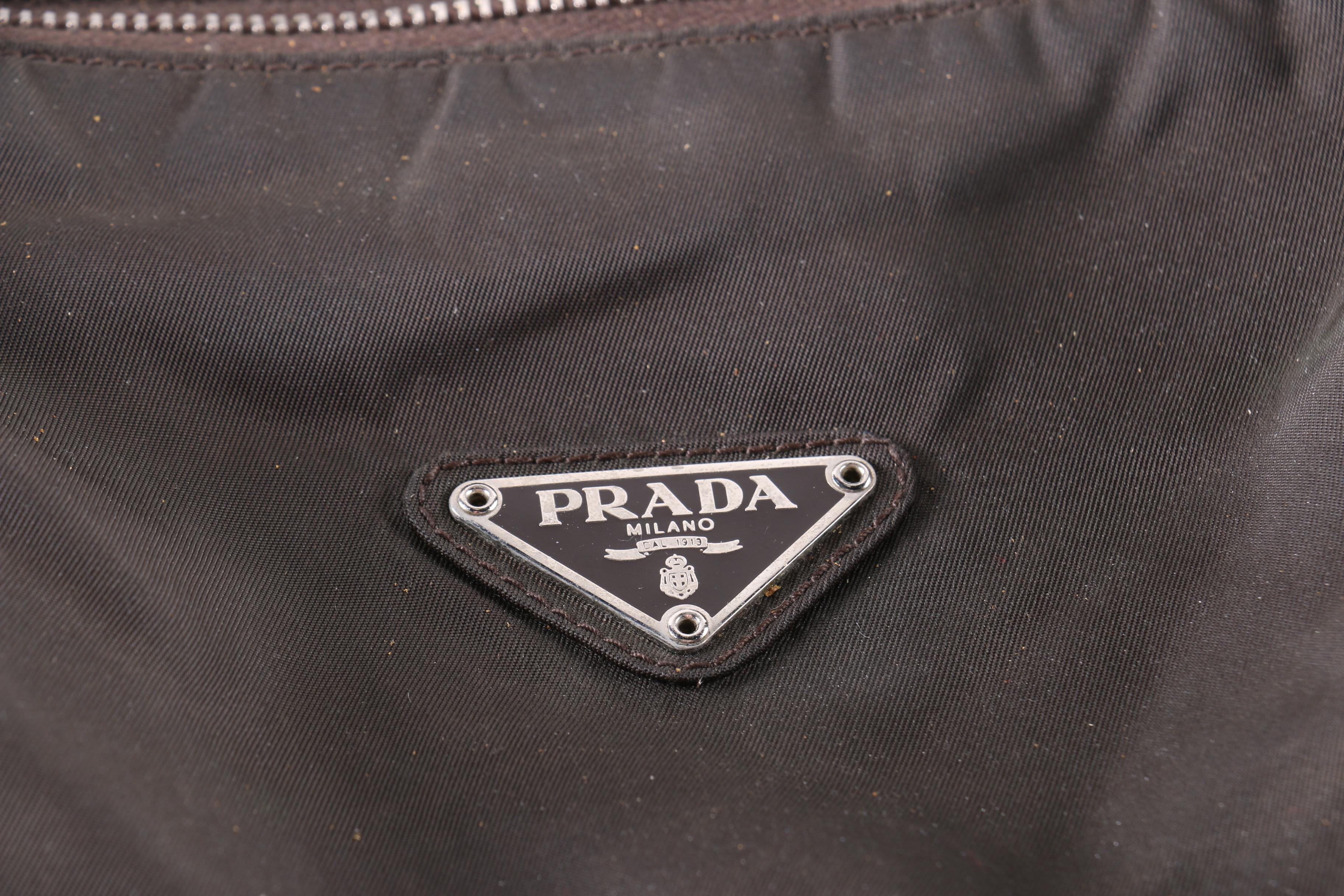 Prada Brown Nylon and Leather Shoulder Bag