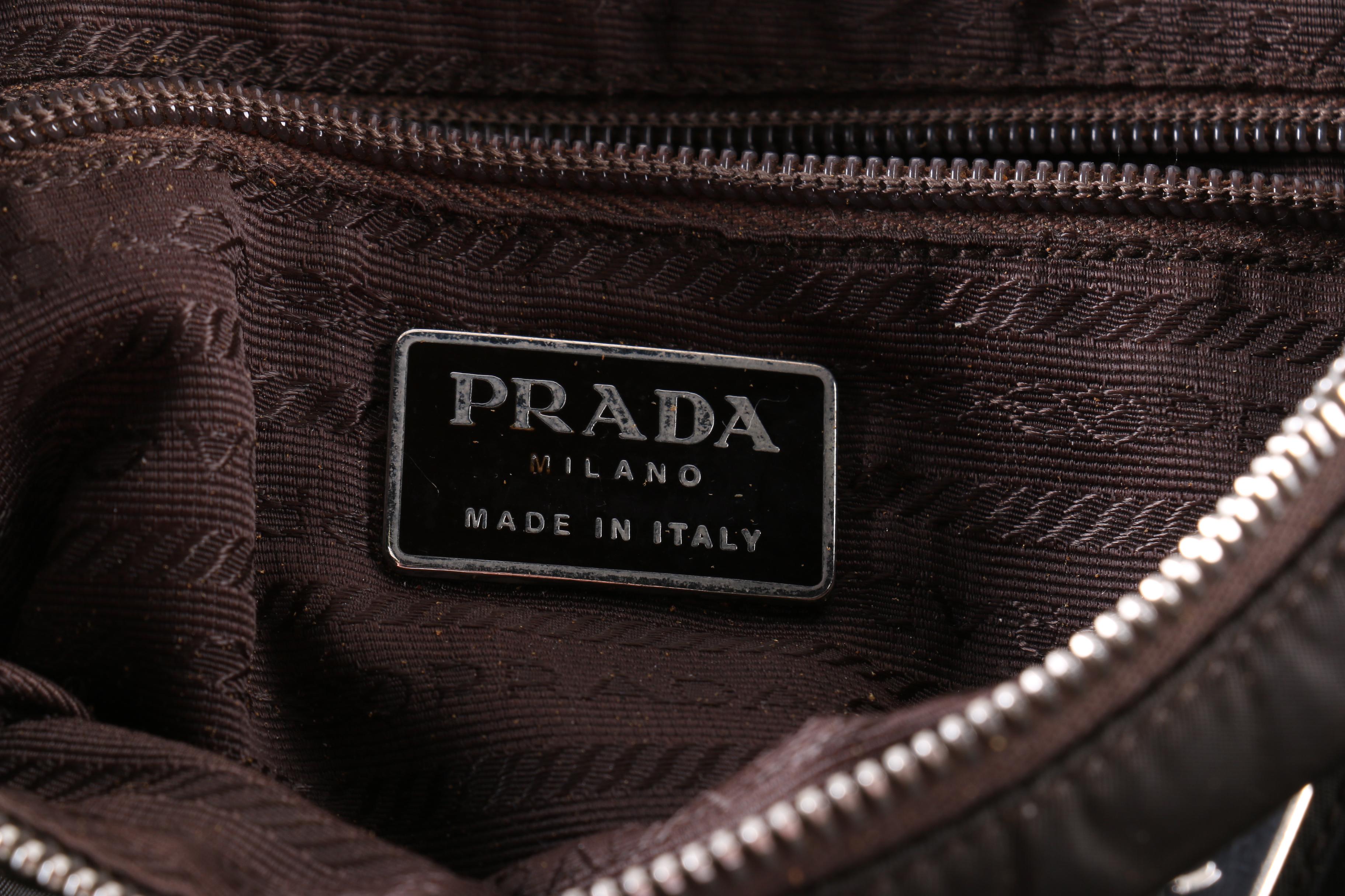 Prada Brown Nylon and Leather Shoulder Bag