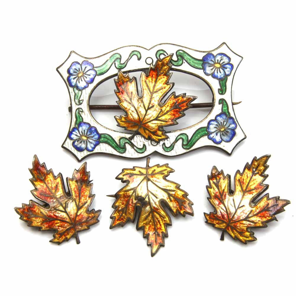 Sterling Silver Maple Leaf Brooch and Pins