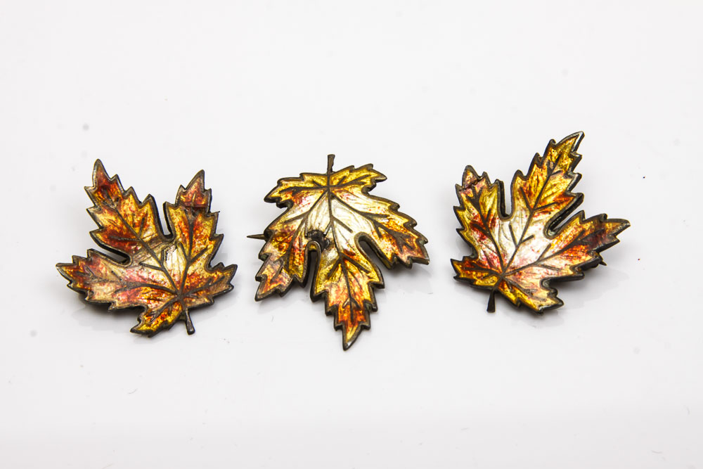 Sterling Silver Maple Leaf Brooch and Pins