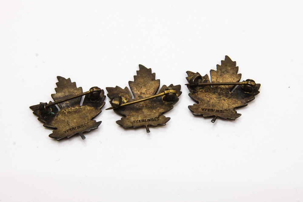 Sterling Silver Maple Leaf Brooch and Pins