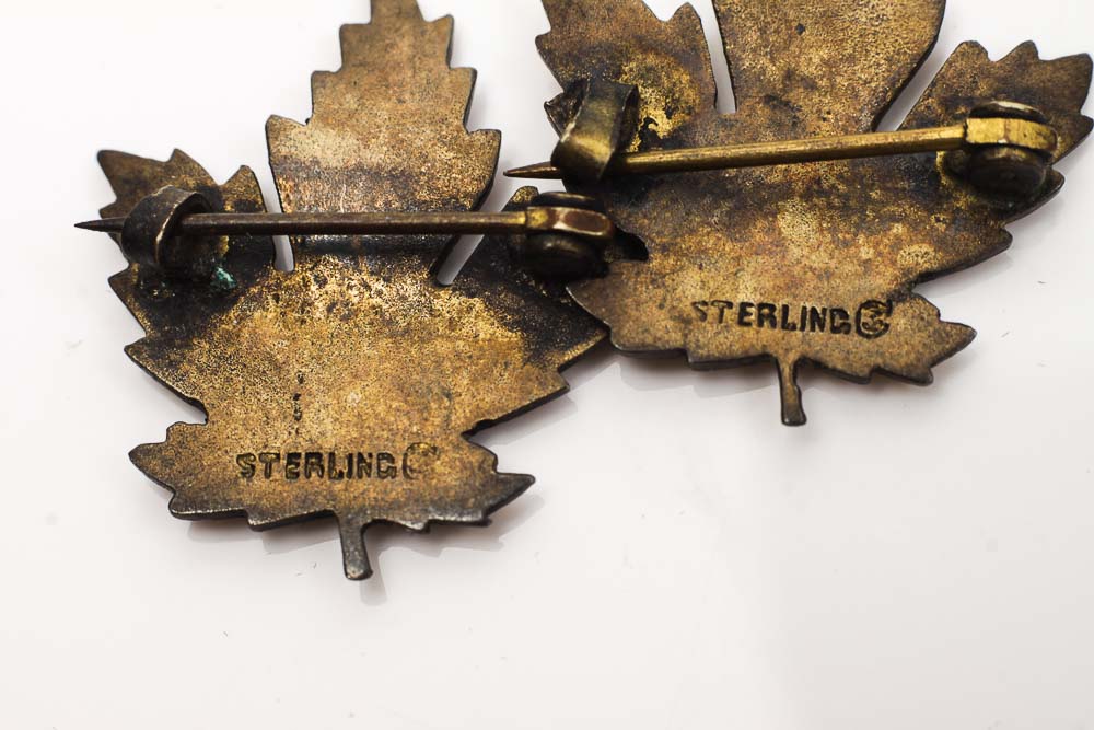 Sterling Silver Maple Leaf Brooch and Pins