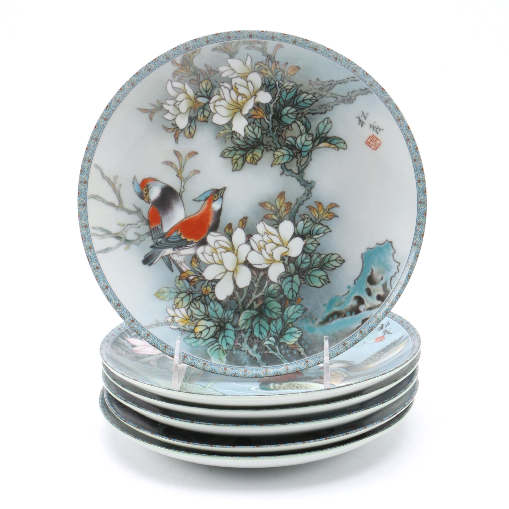 Imperial Jingdezhen "Blessings From a Chinese Garden" Complete Set of Porcelain Collector Plates