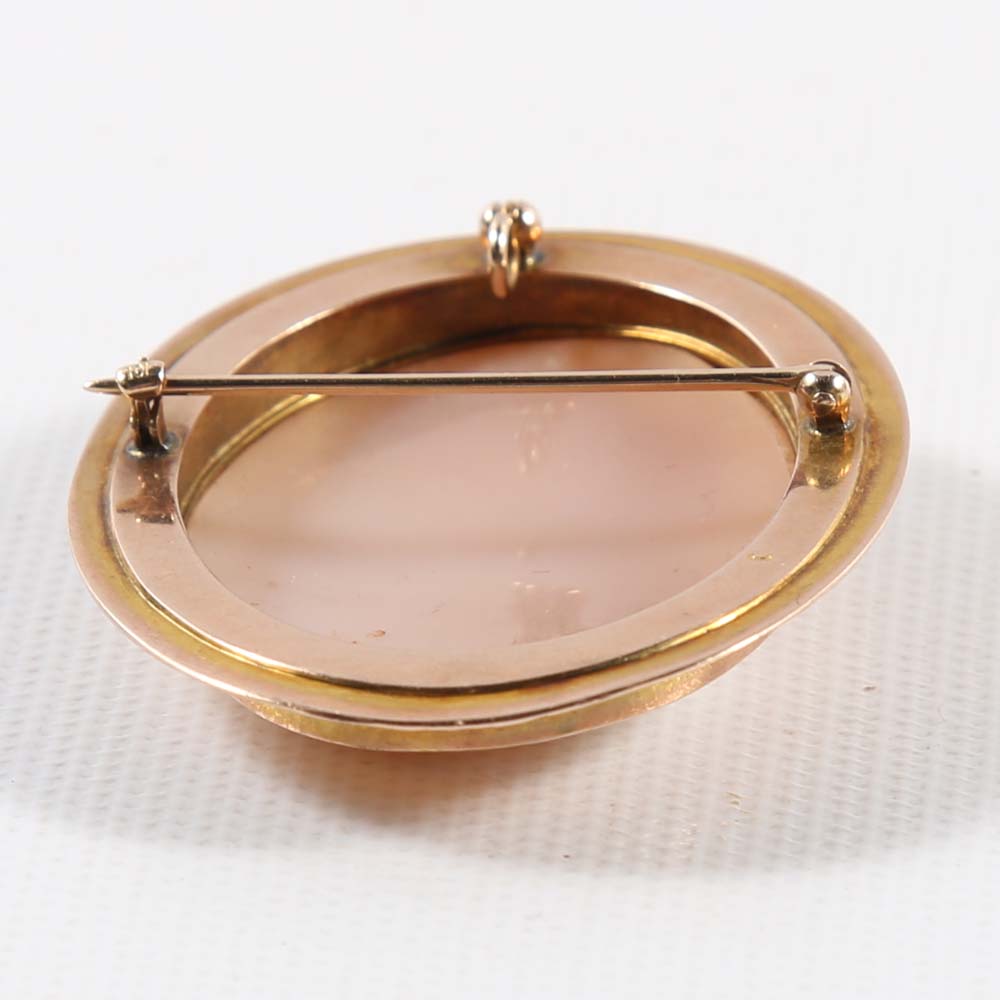 Victorian 10K Yellow Gold Cameo Pendant Brooch