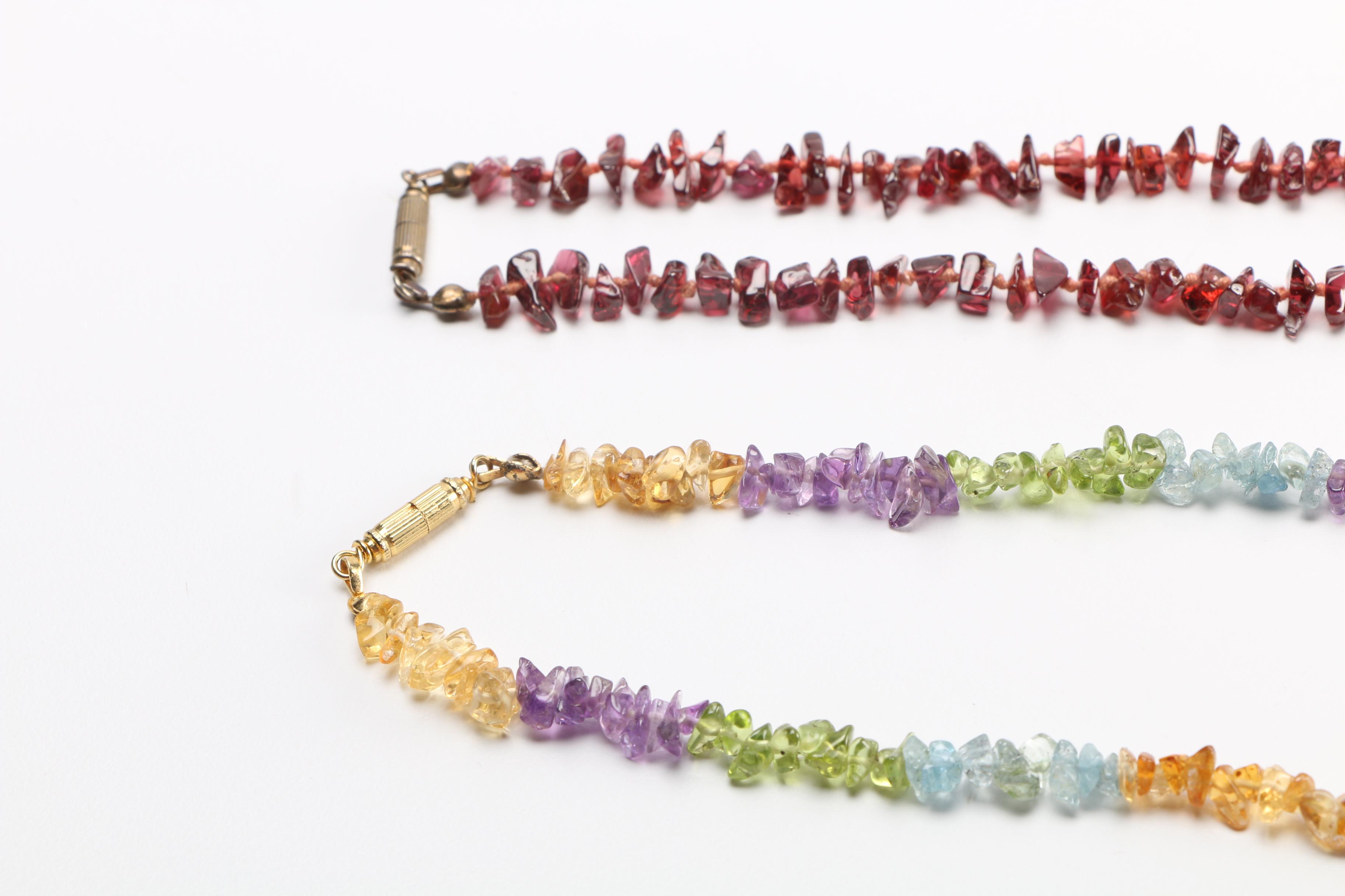 Large Assortment of Gemstone Necklaces