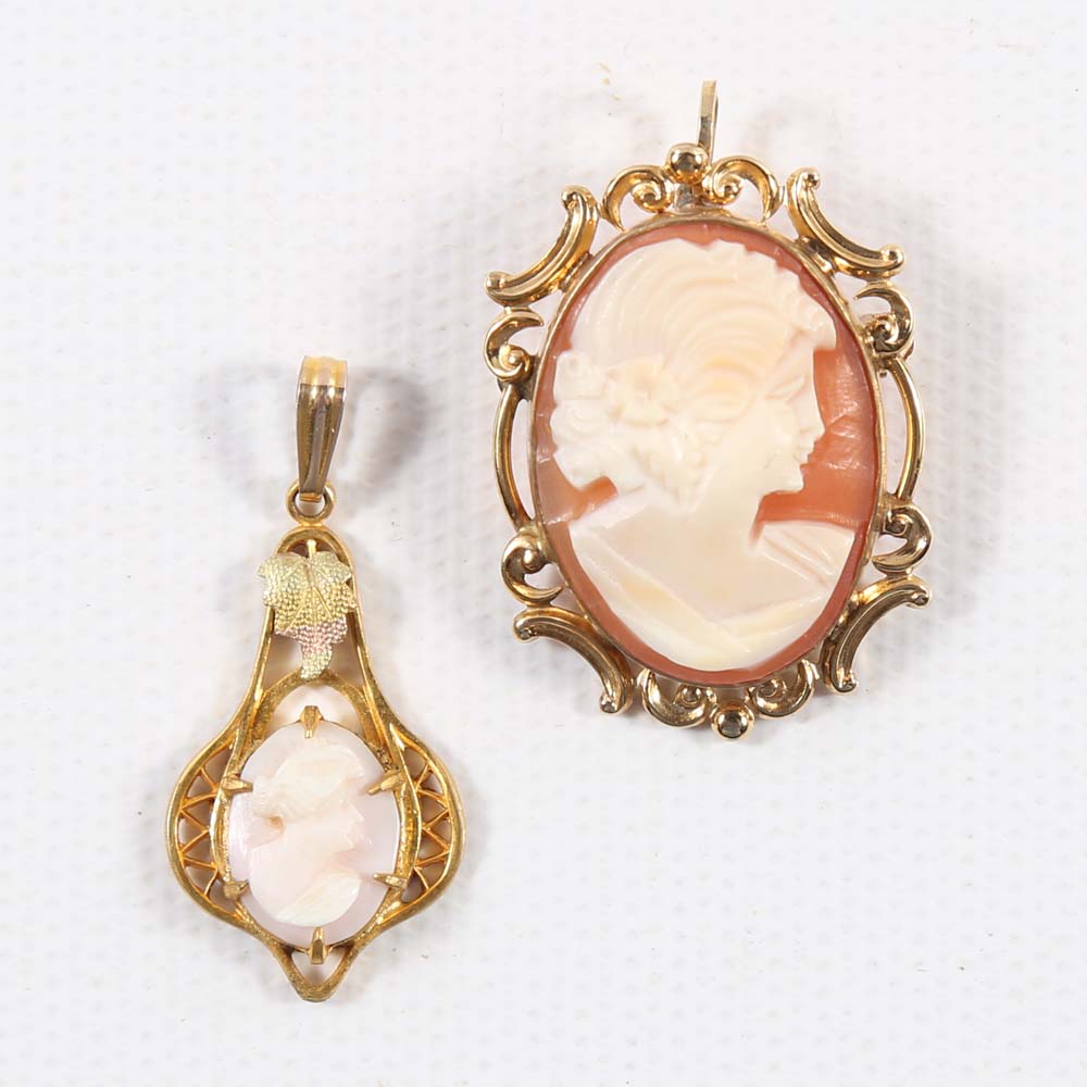 Gold Filled Cameo Pendants