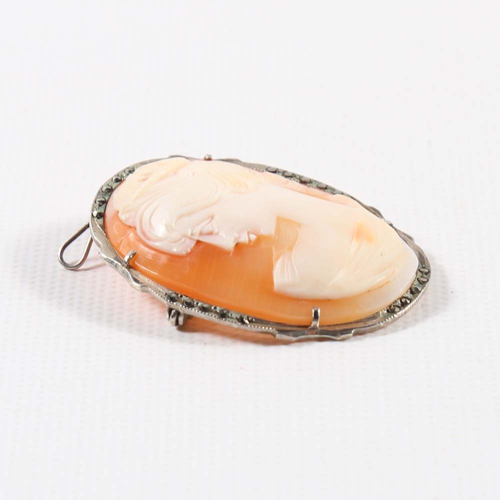 Two 800 Silver Cameo Pendants