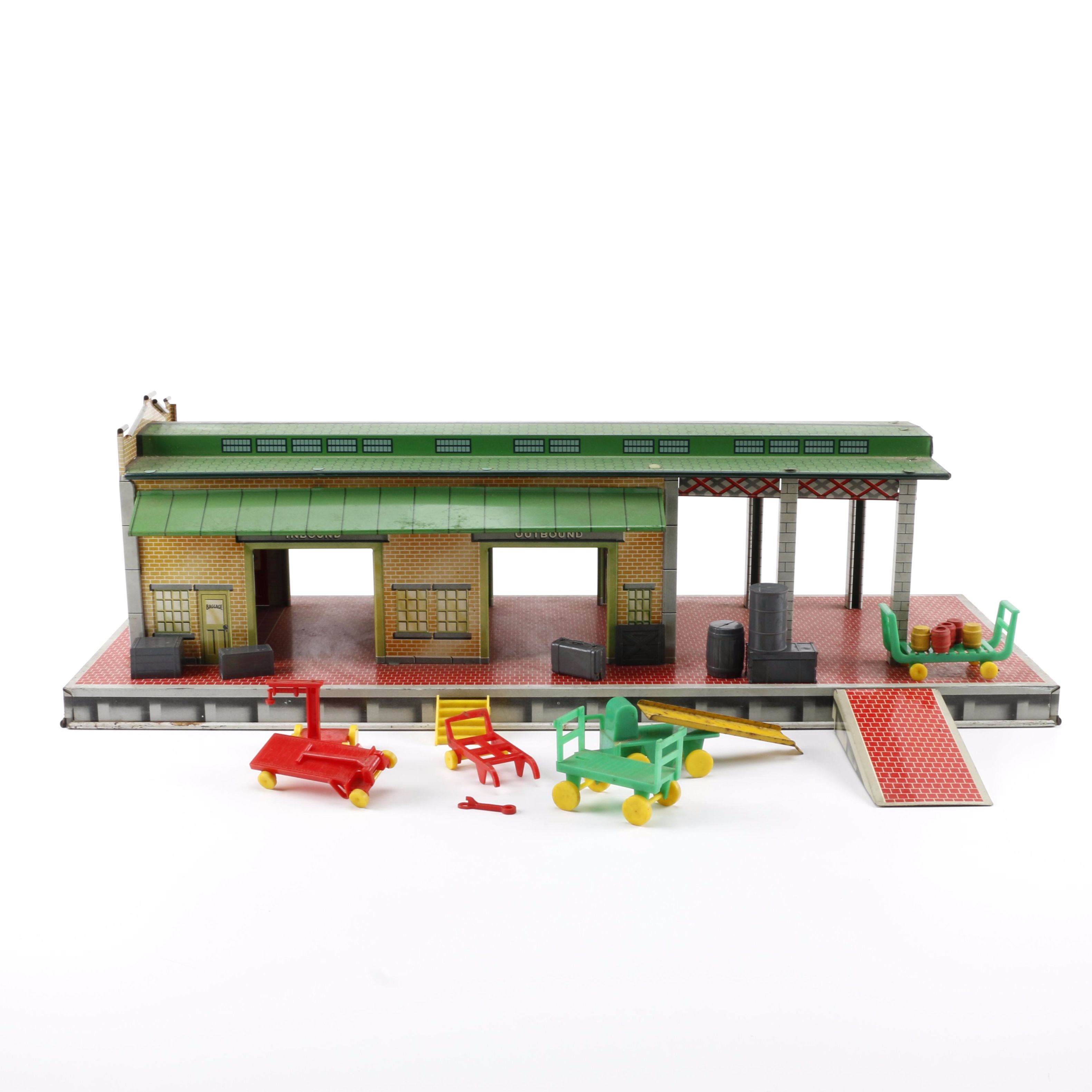 1950s Marx Tin Litho Freight Terminal Playset