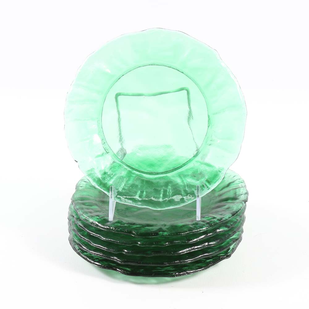 Emerald Green Glass Luncheon Plates