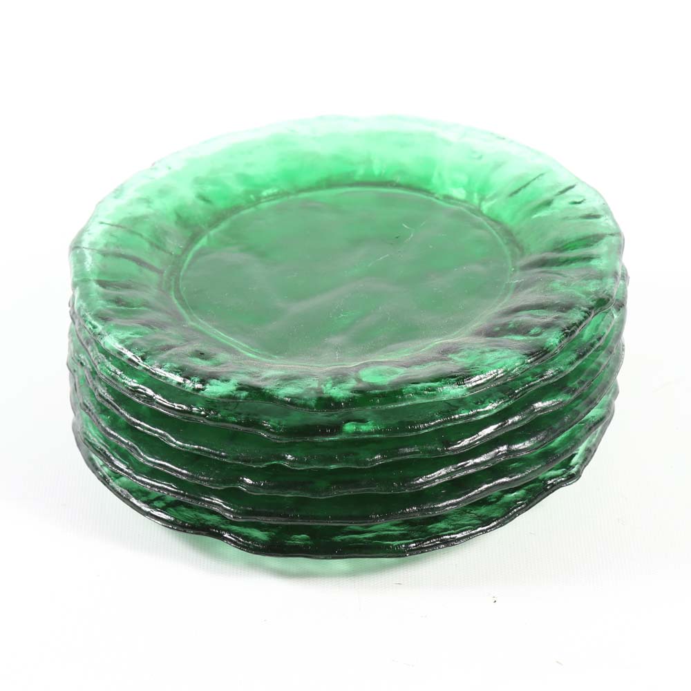 Emerald Green Glass Luncheon Plates