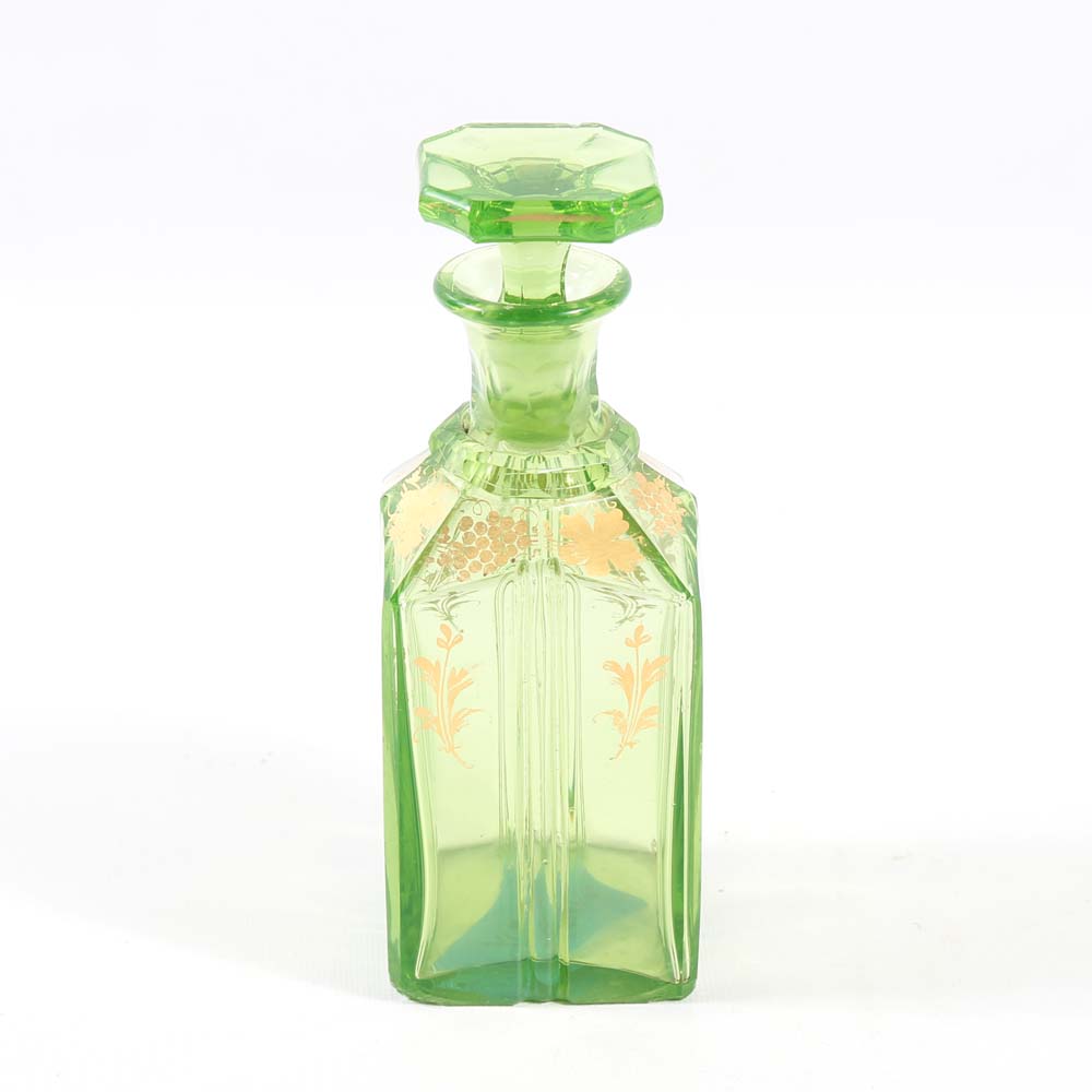 Vintage Green Glass Decanter