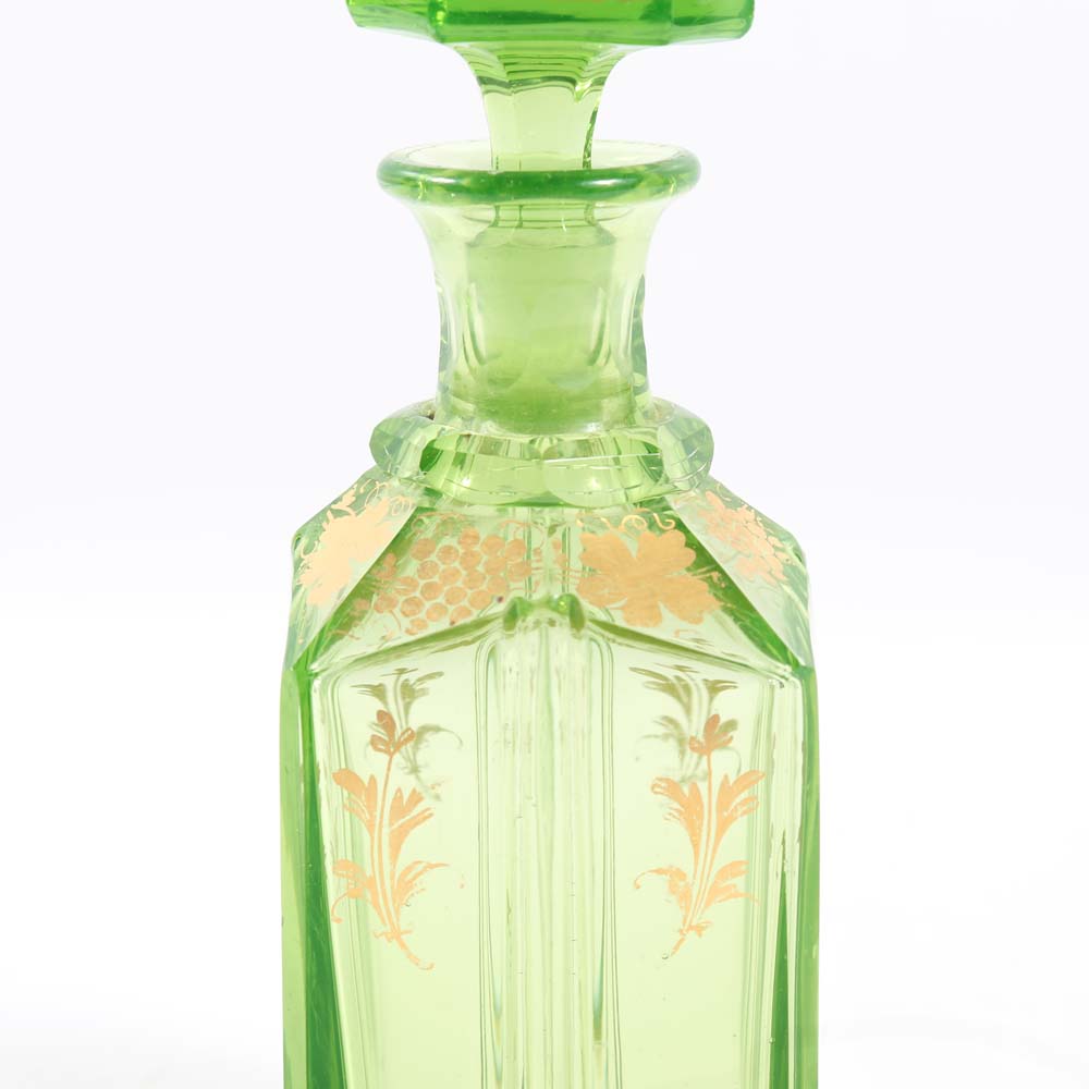 Vintage Green Glass Decanter